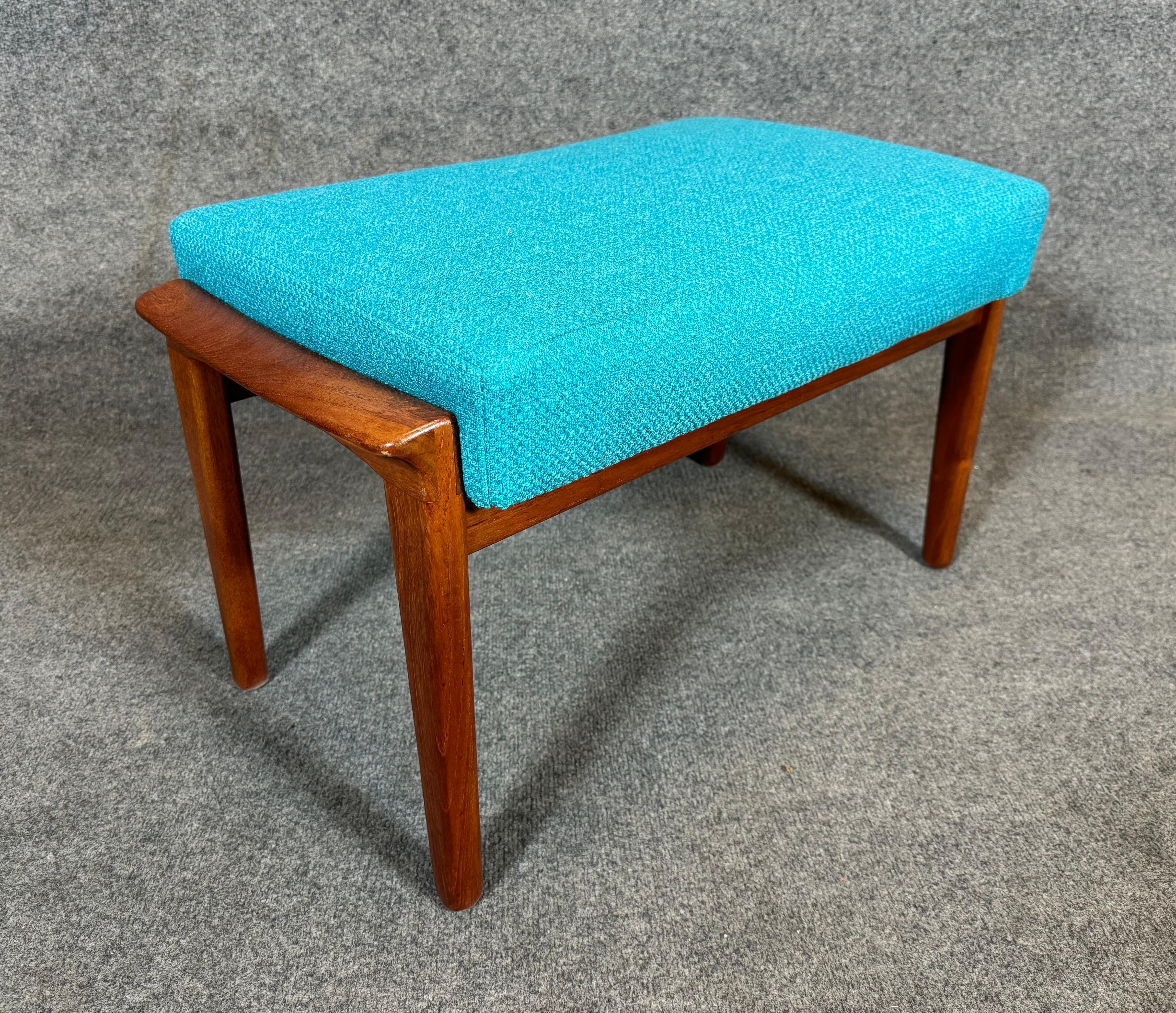 Vintage Danish Mid Century Modern Teak Lounge Chair and Ottoman by Grete Jalk For Sale 5