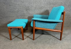 Vintage Danish Mid Century Modern Teak Lounge Chair and Ottoman by Grete Jalk