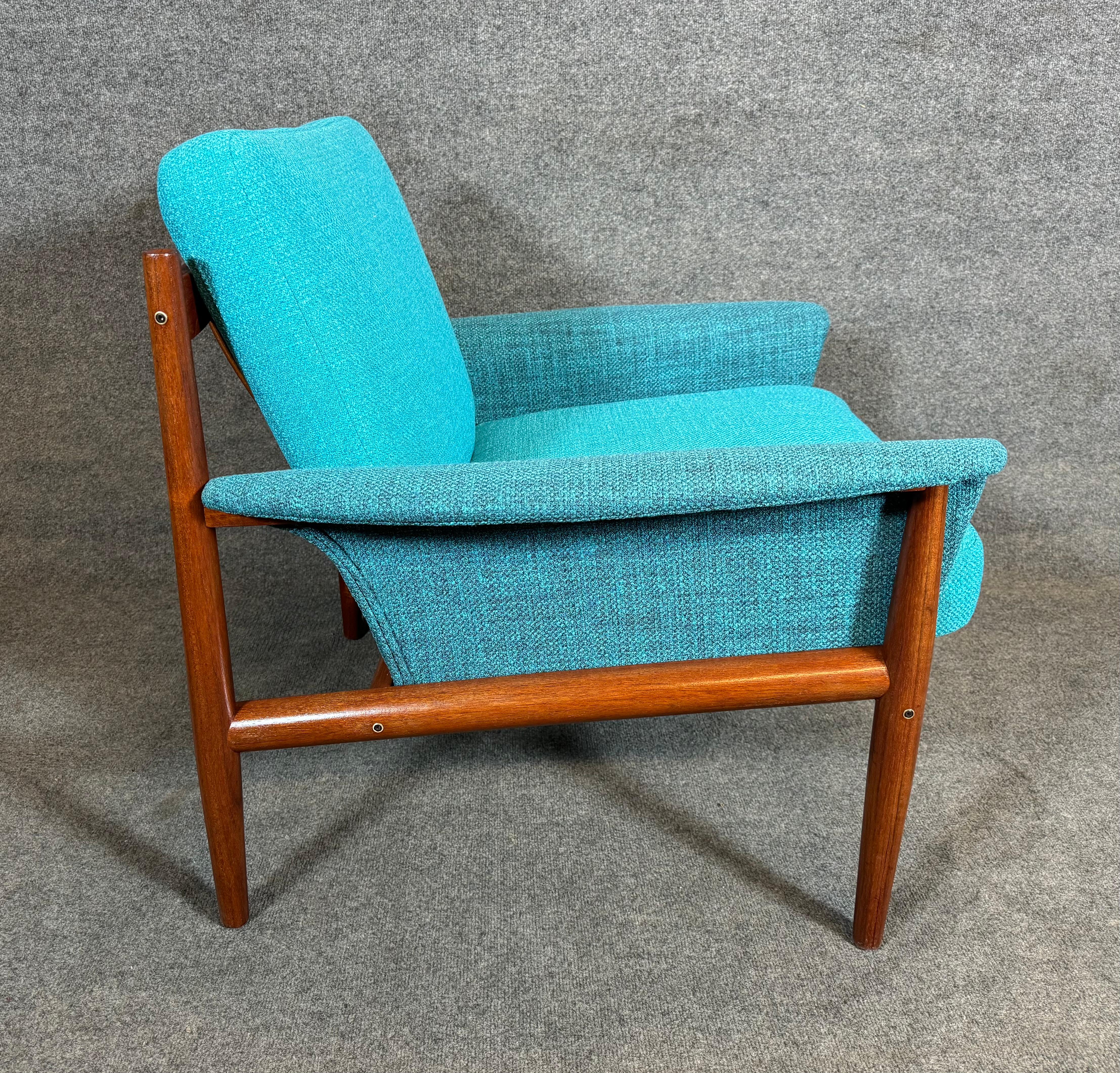 Scandinavian Modern Vintage Danish Mid Century Modern Teak Lounge Chair and Ottoman by Grete Jalk For Sale