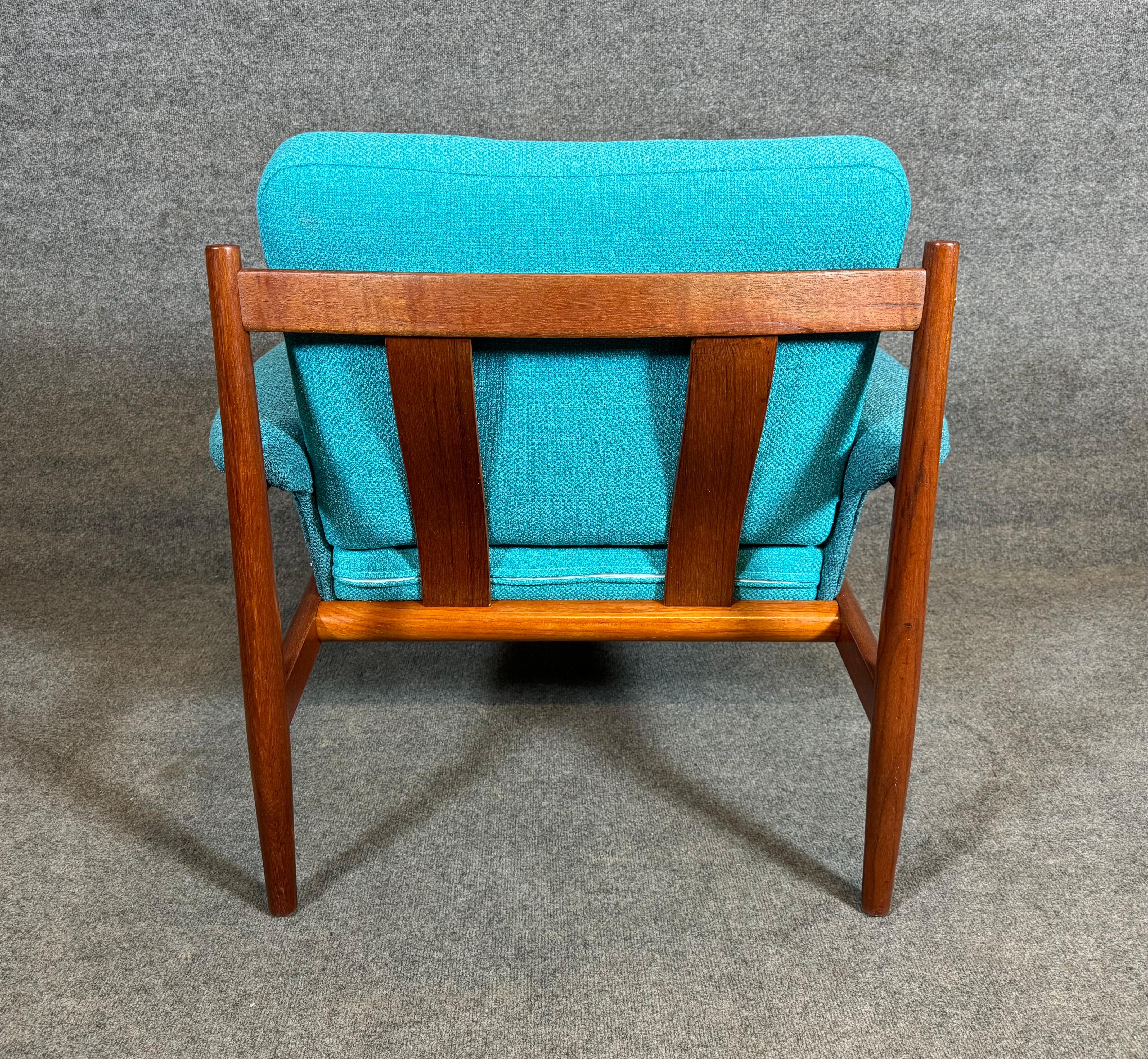 Woodwork Vintage Danish Mid Century Modern Teak Lounge Chair and Ottoman by Grete Jalk For Sale