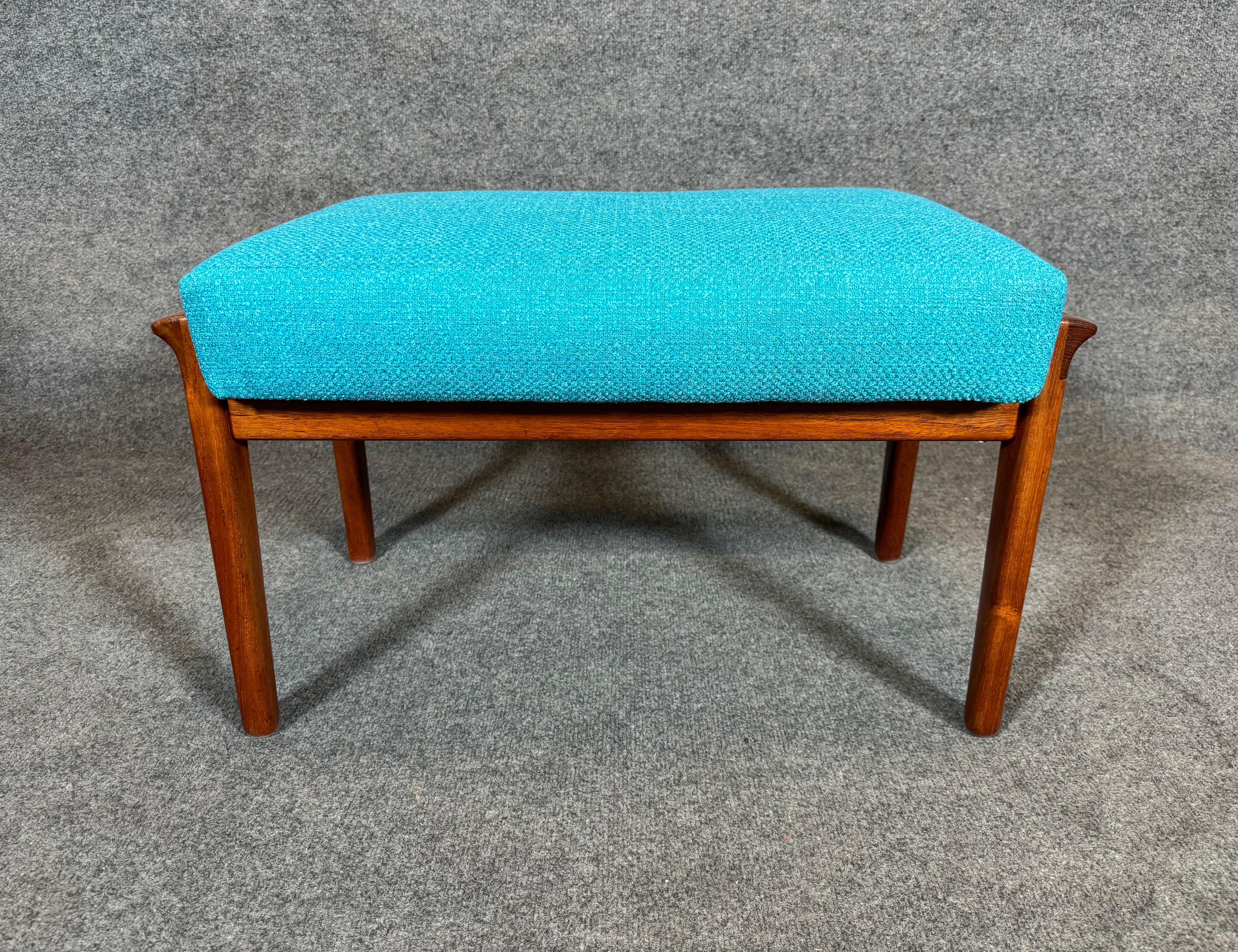 Vintage Danish Mid Century Modern Teak Lounge Chair and Ottoman by Grete Jalk For Sale 2