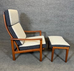 Vintage Danish Mid Century Modern Teak Lounge Chair and Ottoman