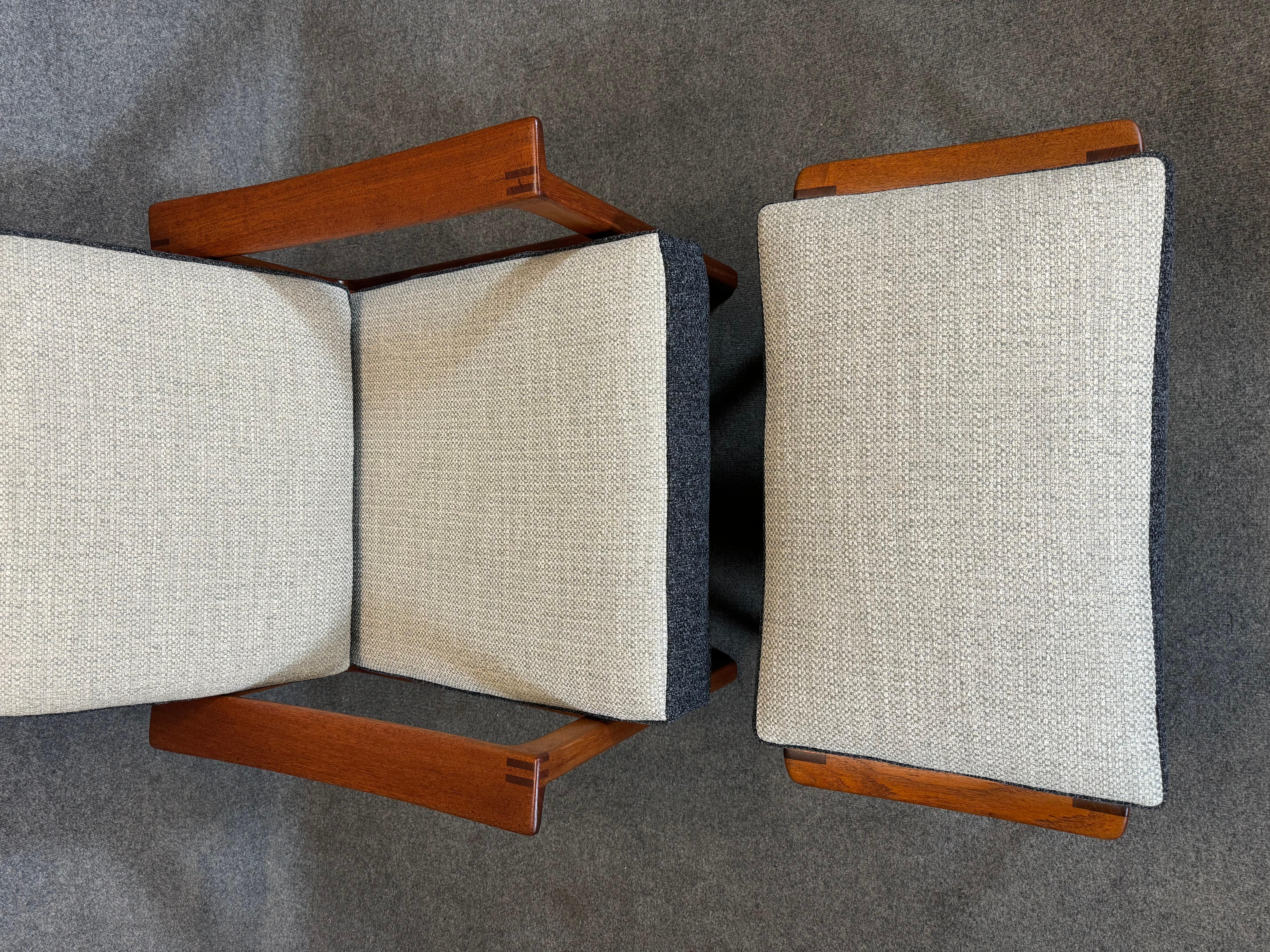 Scandinavian Modern Vintage Danish Mid Century Modern Teak Lounge Chair and Ottoman 