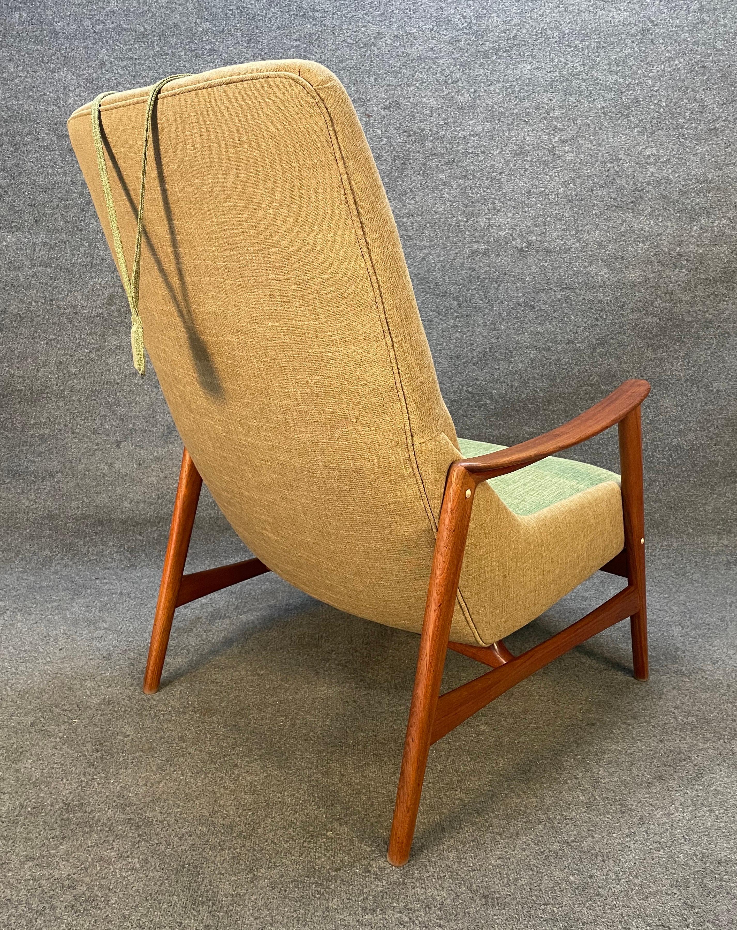 Swedish Vintage Danish Mid Century Modern Teak Lounge Chair by Dux of Sweden For Sale