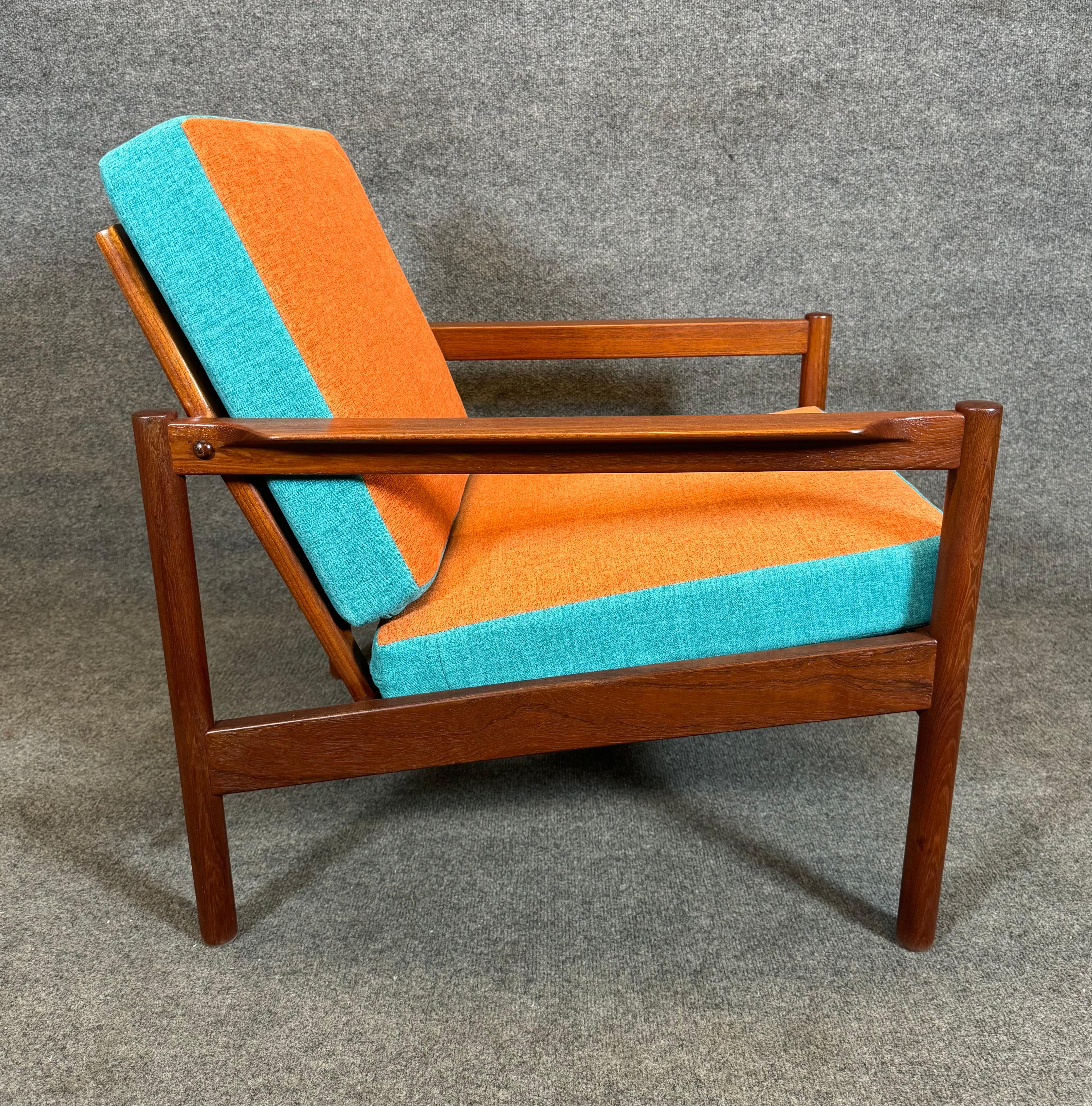 Mid-20th Century Vintage Danish Mid Century Modern Teak Lounge Chair by Kai Kristiansen For Sale