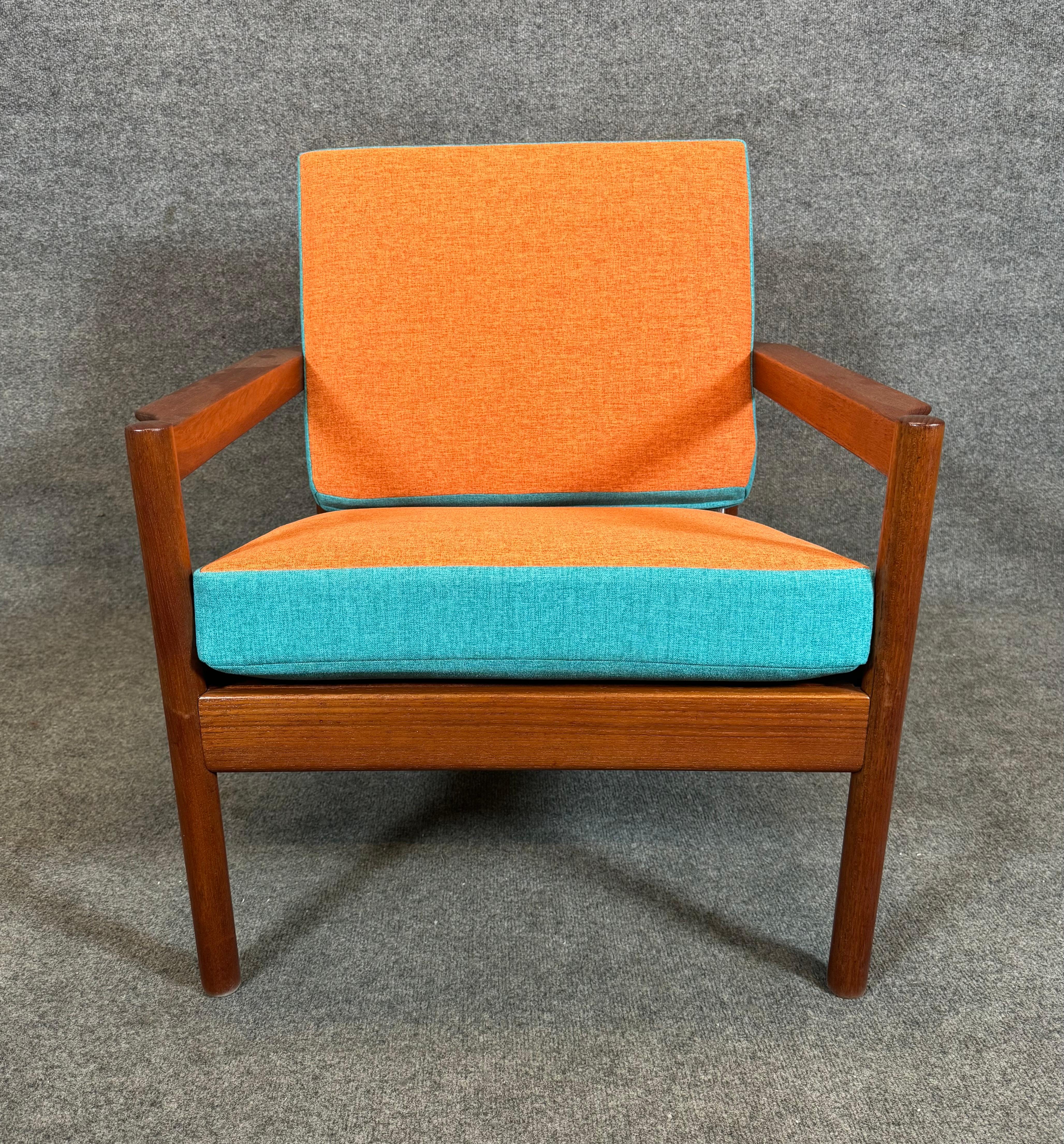 Vintage Danish Mid Century Modern Teak Lounge Chair by Kai Kristiansen For Sale 1