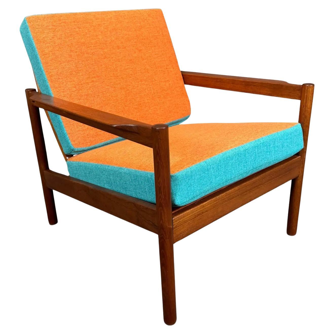 Vintage Danish Mid Century Modern Teak Lounge Chair by Kai Kristiansen For Sale