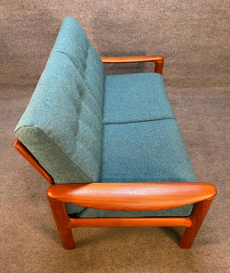 Vintage Danish Mid Century Modern Teak Loveseat Sofa by Komfort For Sale 4