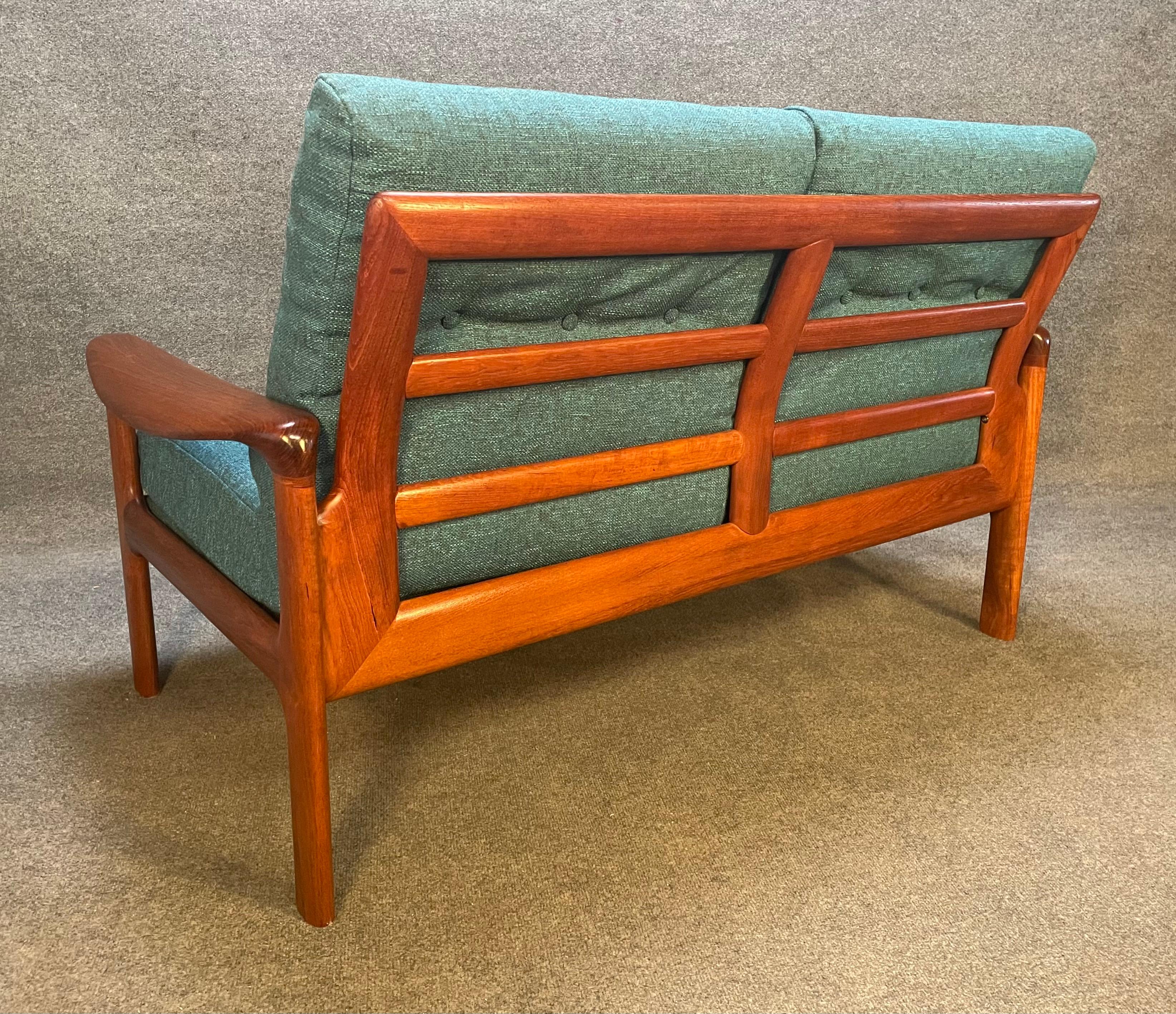 Vintage Danish Mid Century Modern Teak Loveseat Sofa by Komfort 5
