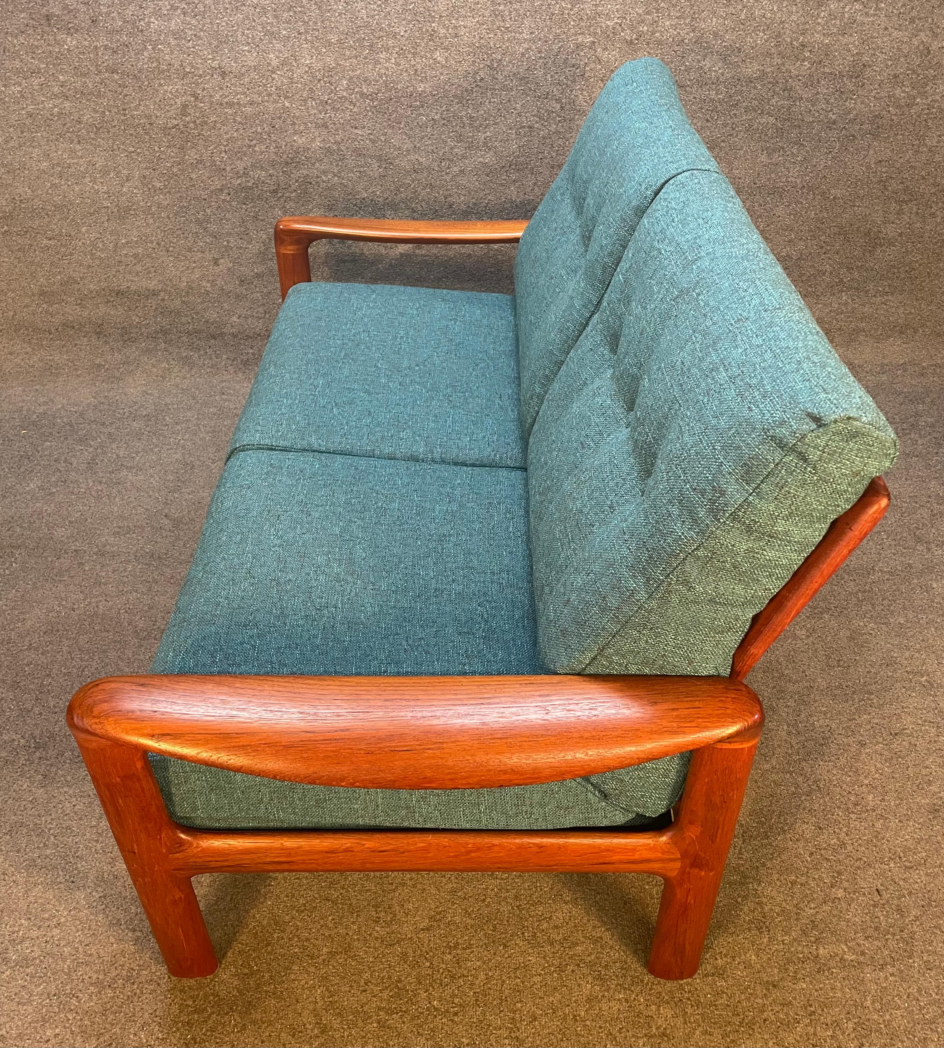 Scandinavian Modern Vintage Danish Mid Century Modern Teak Loveseat Sofa by Komfort