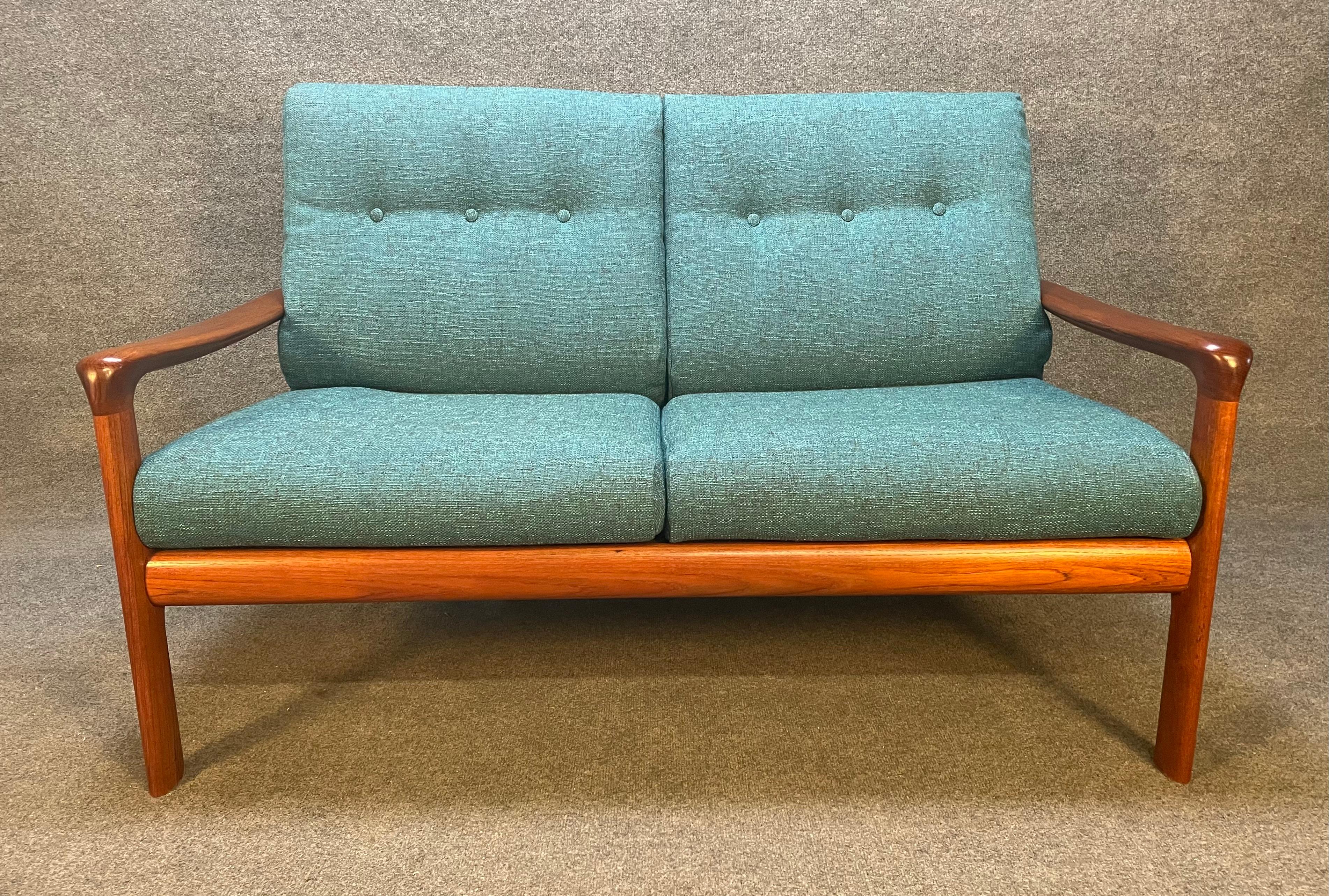 Mid-20th Century Vintage Danish Mid Century Modern Teak Loveseat Sofa by Komfort