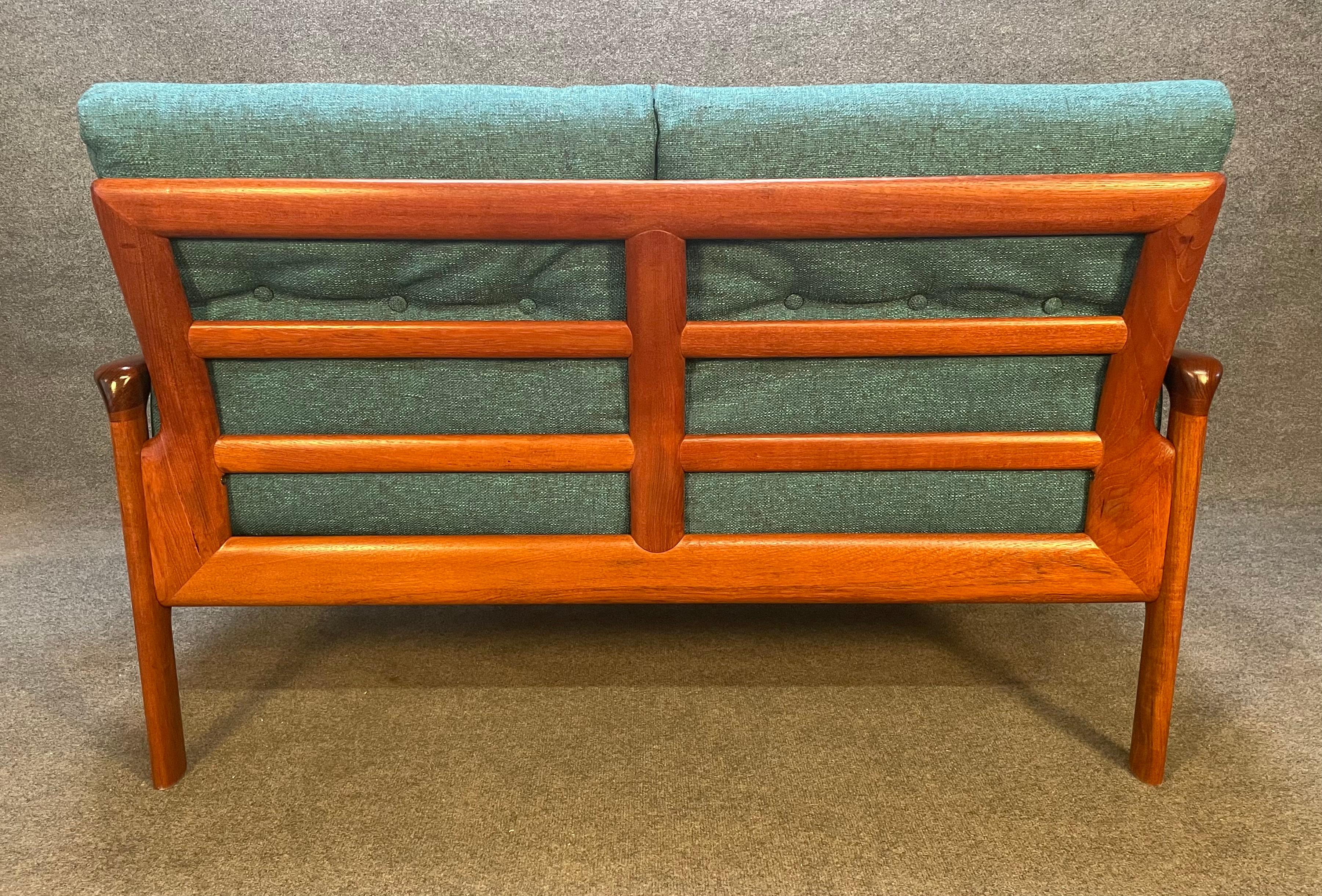 Vintage Danish Mid Century Modern Teak Loveseat Sofa by Komfort 2