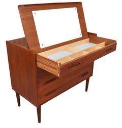 Vintage Danish Mid Century Modern Teak Low Boy Dresser Vanity