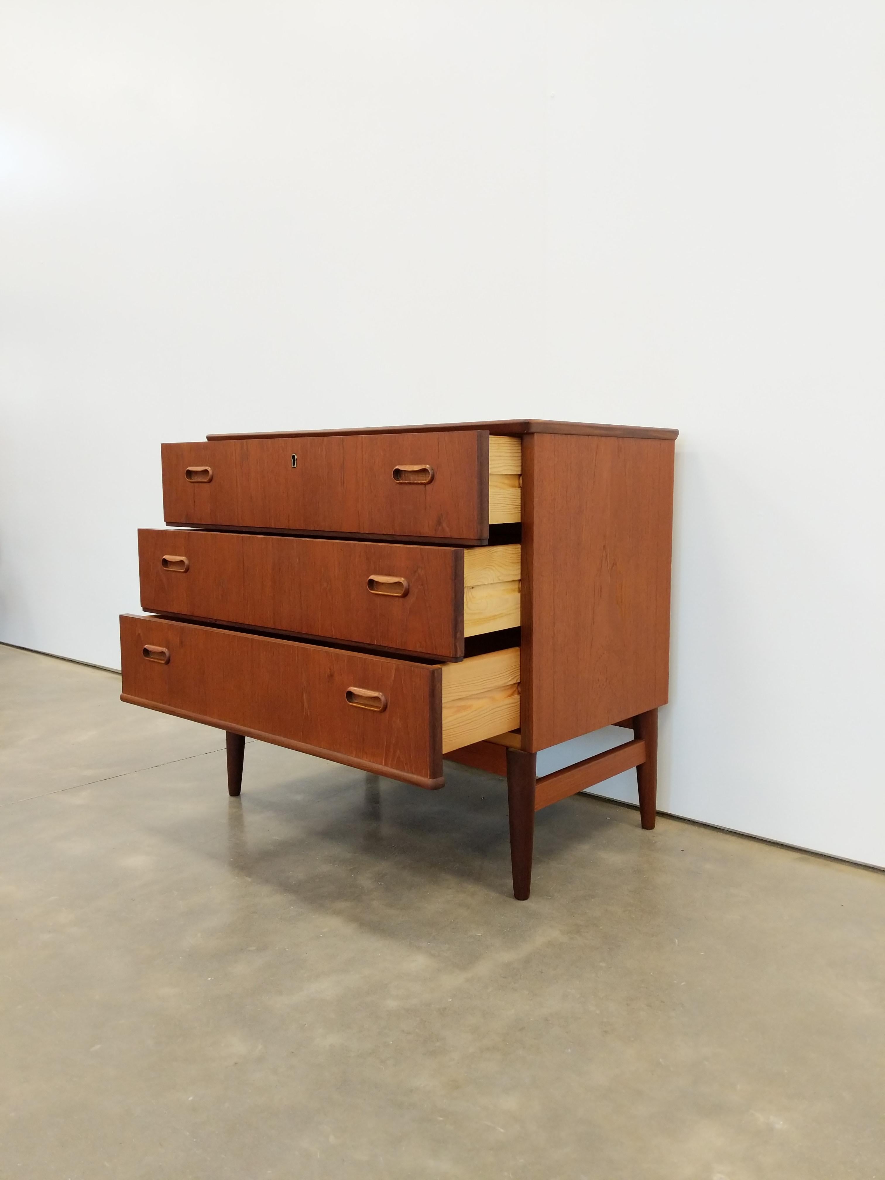 Scandinavian Modern Vintage Danish Mid Century Modern Teak Low Dresser