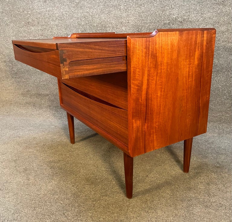 Vintage Danish MidCentury Modern Teak Lowboy Dresser Vanity For Sale