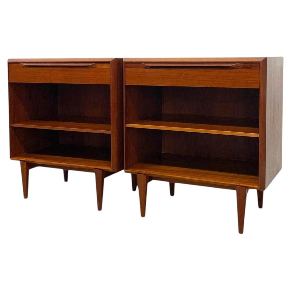 Vintage Danish Mid-Century Modern Teak Nightstands or Bedside Tables with Drawer