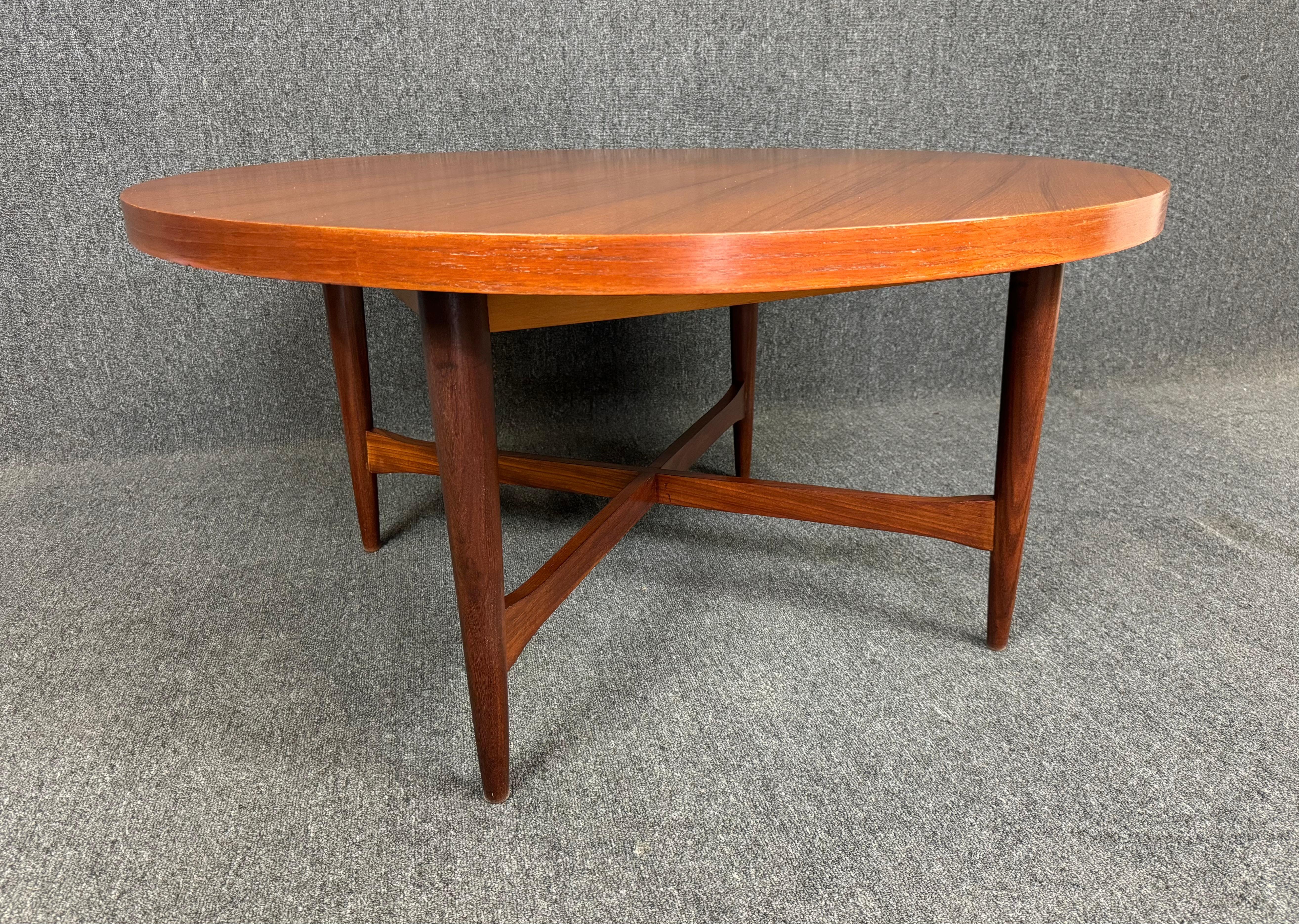 Mid-20th Century Vintage Danish Mid Century Modern Teak Round Coffee Table