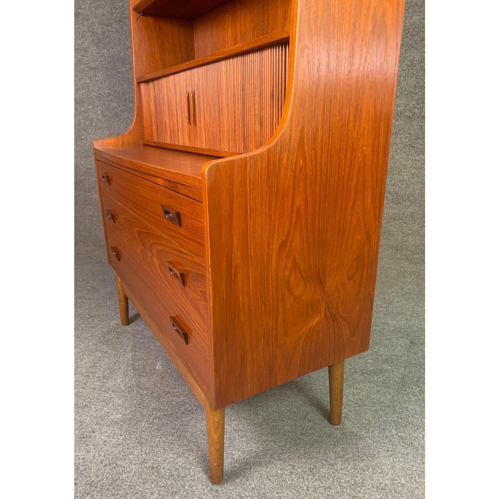 Woodwork Vintage Danish Mid-Century Modern Teak Secretary Bookcase by Johannes Sorth #1