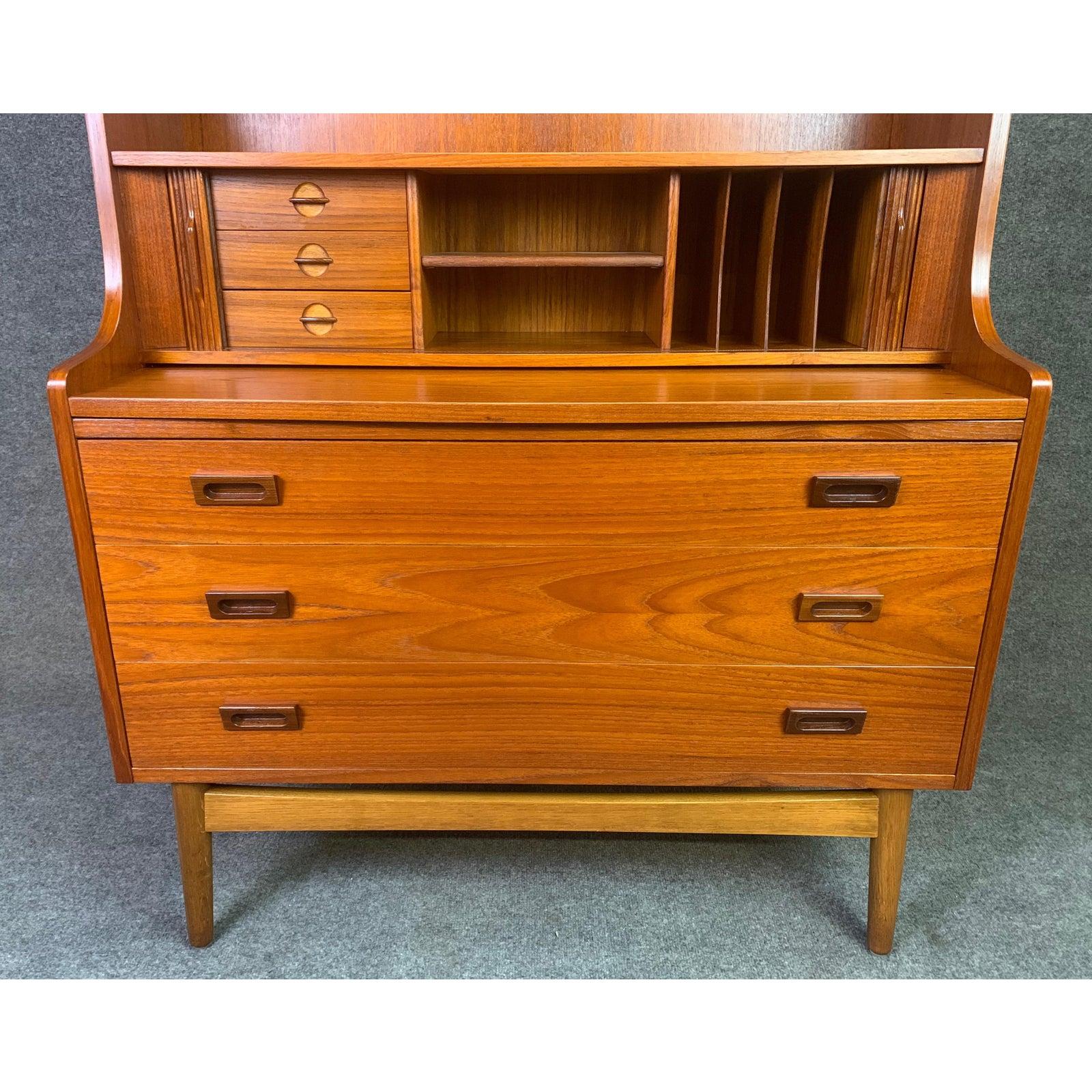 Mid-20th Century Vintage Danish Mid-Century Modern Teak Secretary Bookcase by Johannes Sorth #1