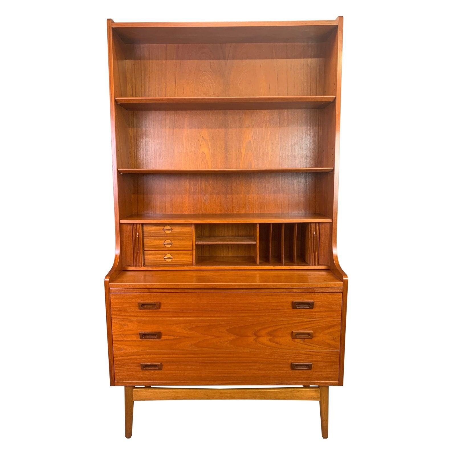 Vintage Danish Mid-Century Modern Teak Secretary Bookcase by Johannes Sorth #1 2