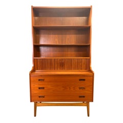 Vintage Danish Mid-Century Modern Teak Secretary Bookcase by Johannes Sorth #1