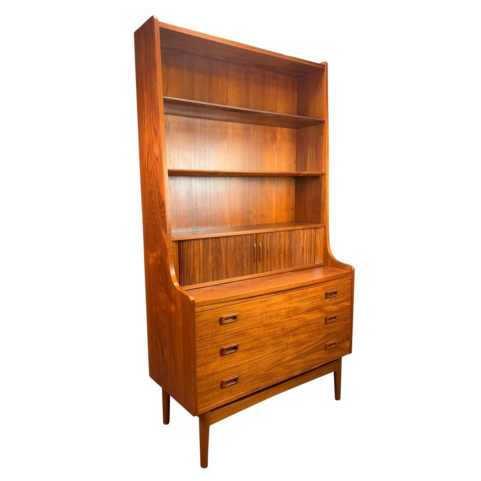 Woodwork Vintage Danish Mid-Century Modern Teak Secretary Bookcase by Johannes Sorth #2
