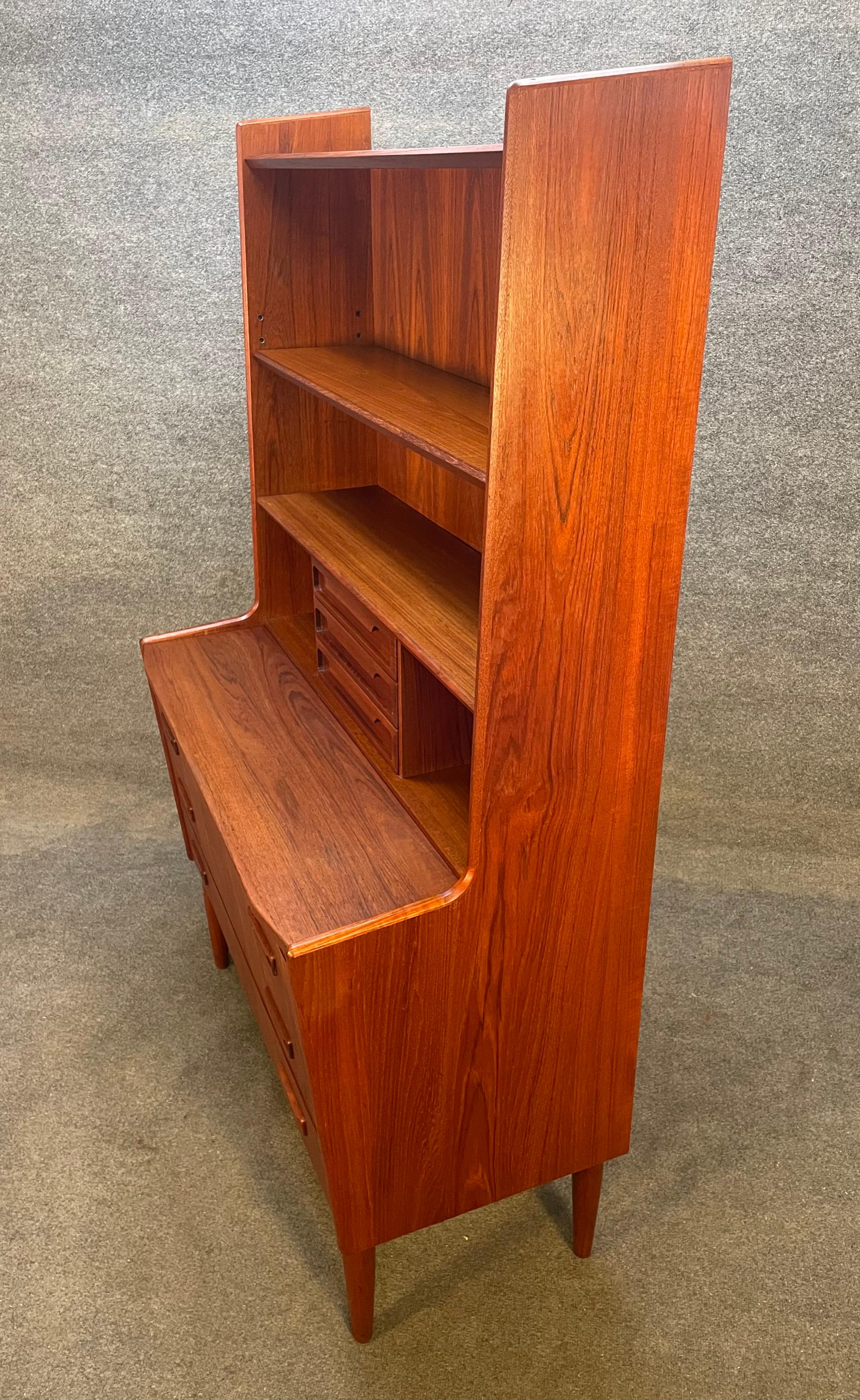 Woodwork Vintage Danish Mid Century Modern Teak Secretary Bookcase