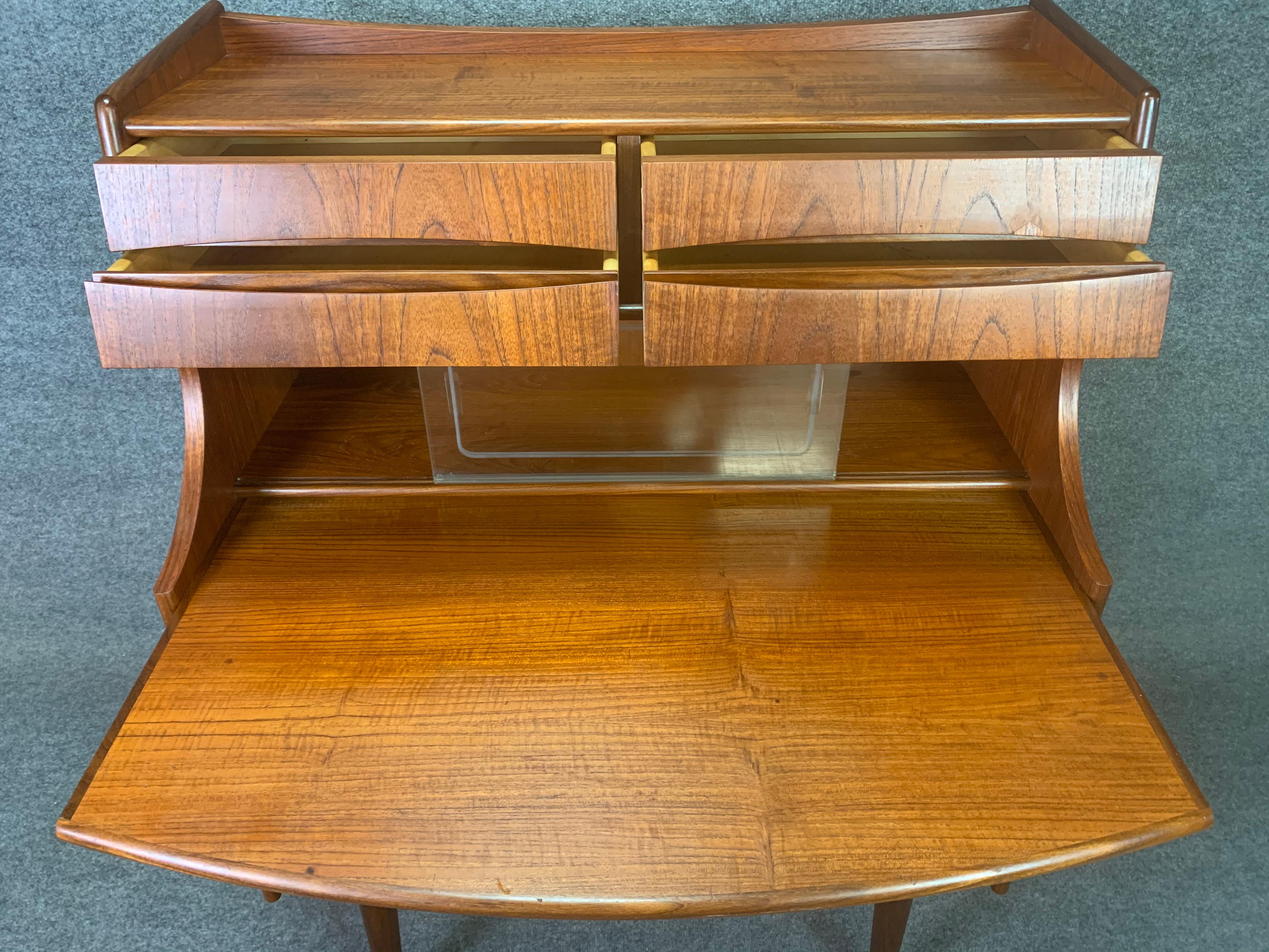 Woodwork Vintage Danish Mid-Century Modern Teak Secretary Desk Attributed to Arne Vodder For Sale