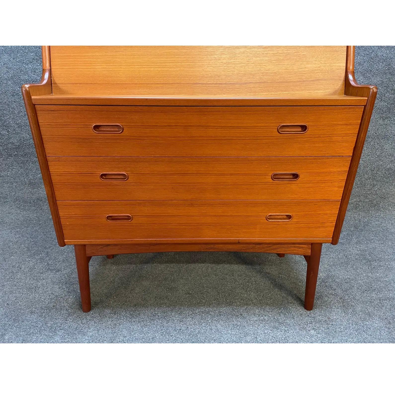 Scandinavian Modern Vintage Danish Mid Century Modern Teak Secretary Desk by Arne Wahl Iversen For Sale