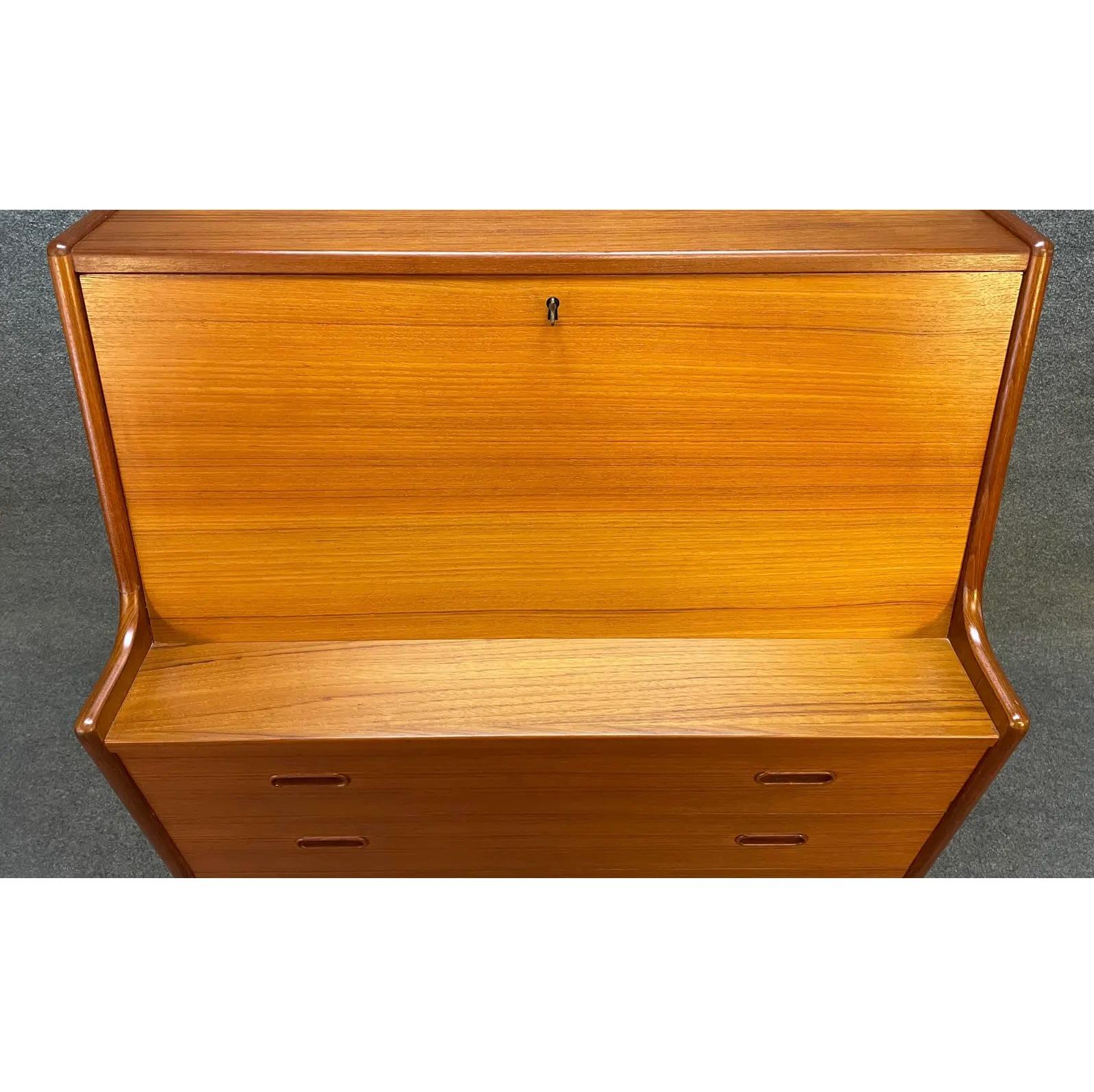 Woodwork Vintage Danish Mid Century Modern Teak Secretary Desk by Arne Wahl Iversen For Sale