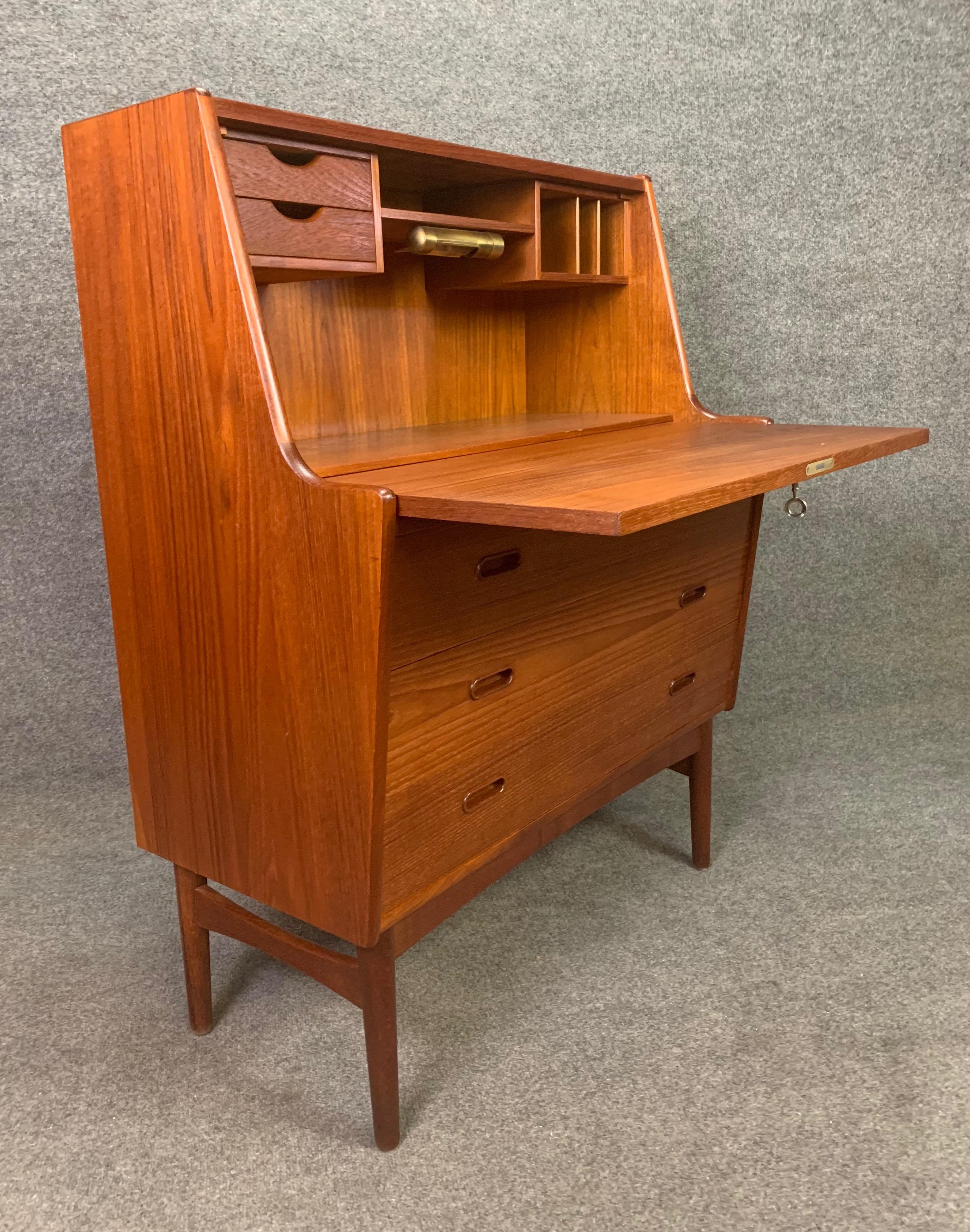 Vintage Danish Mid-Century Modern Teak Secretary Desk by Arne Walh Iversen 4