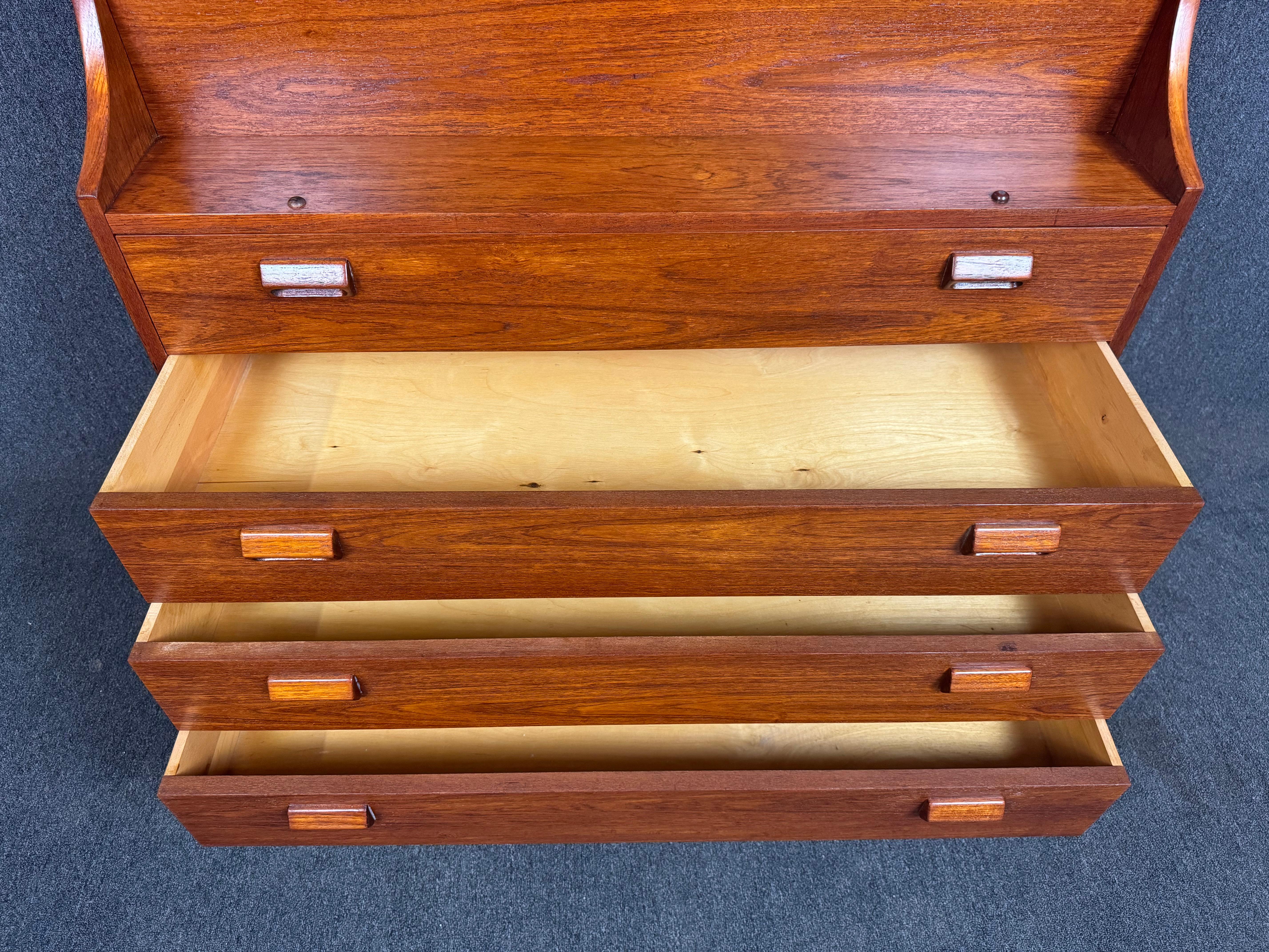 Vintage Danish Mid Century Modern Teak Secretary Desk by Borge Mogensen For Sale 6