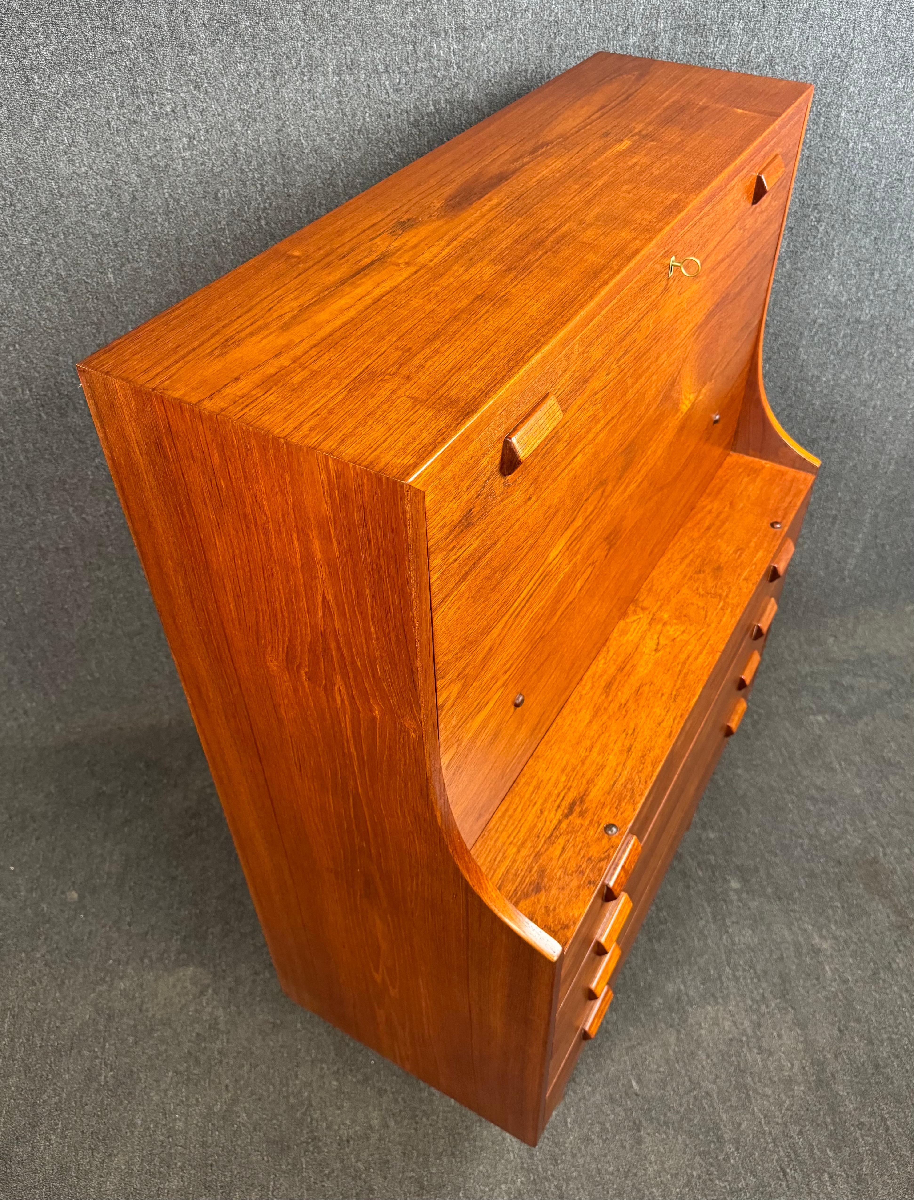 Scandinavian Modern Vintage Danish Mid Century Modern Teak Secretary Desk by Borge Mogensen For Sale