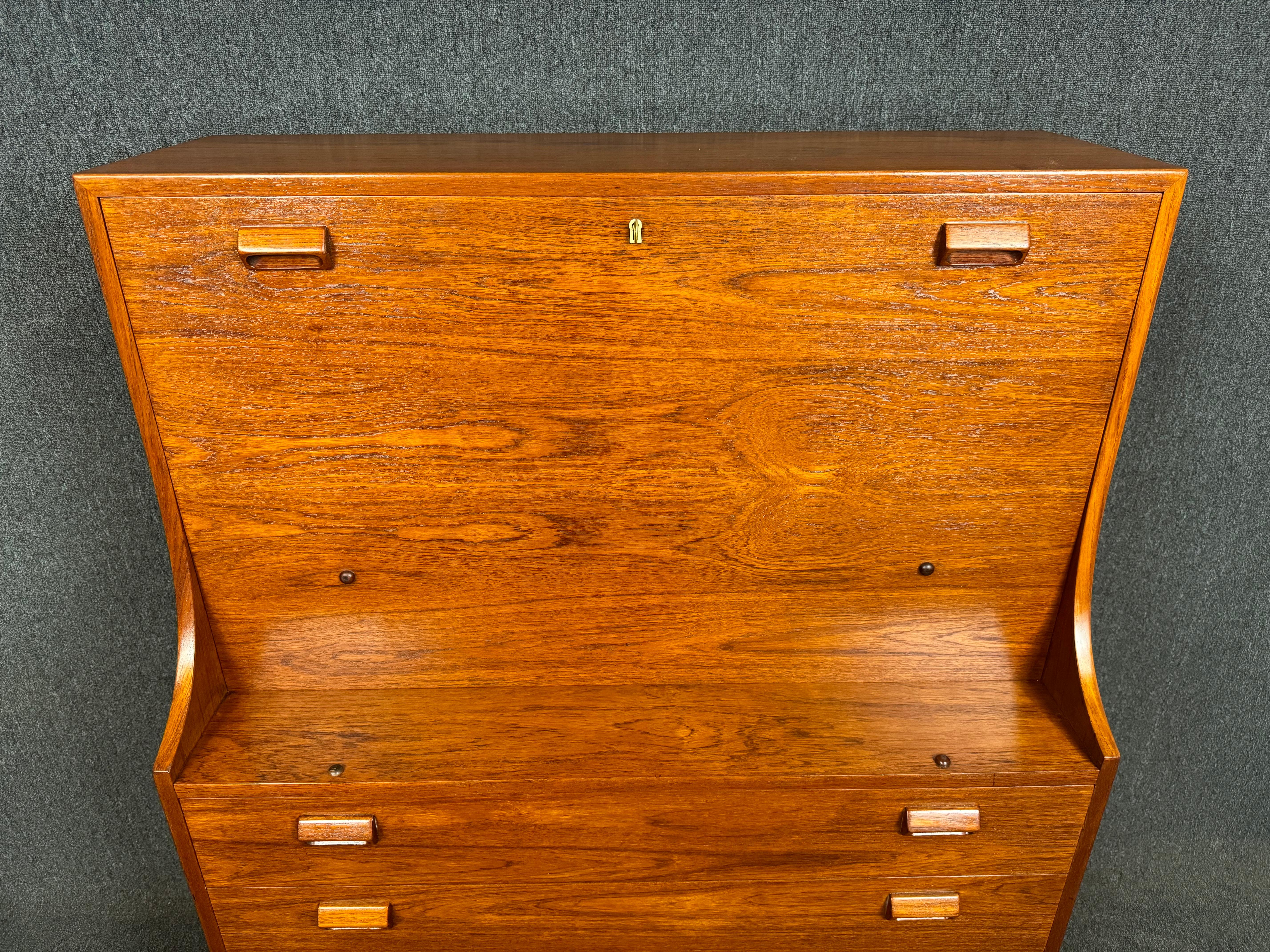 Woodwork Vintage Danish Mid Century Modern Teak Secretary Desk by Borge Mogensen For Sale