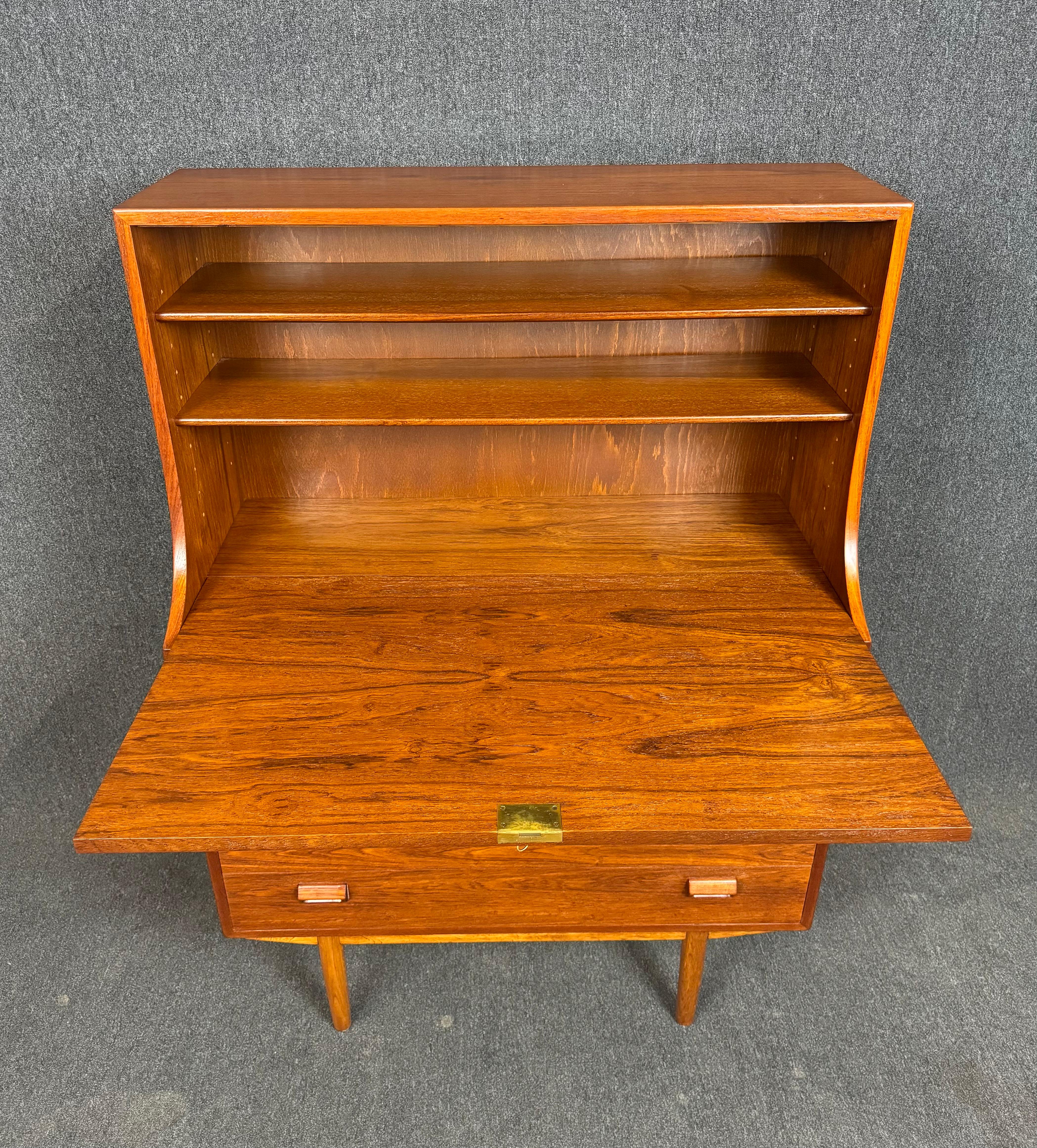 Mid-20th Century Vintage Danish Mid Century Modern Teak Secretary Desk by Borge Mogensen For Sale