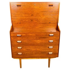 Vintage Danish Mid Century Modern Teak Secretary Desk by Borge Mogensen