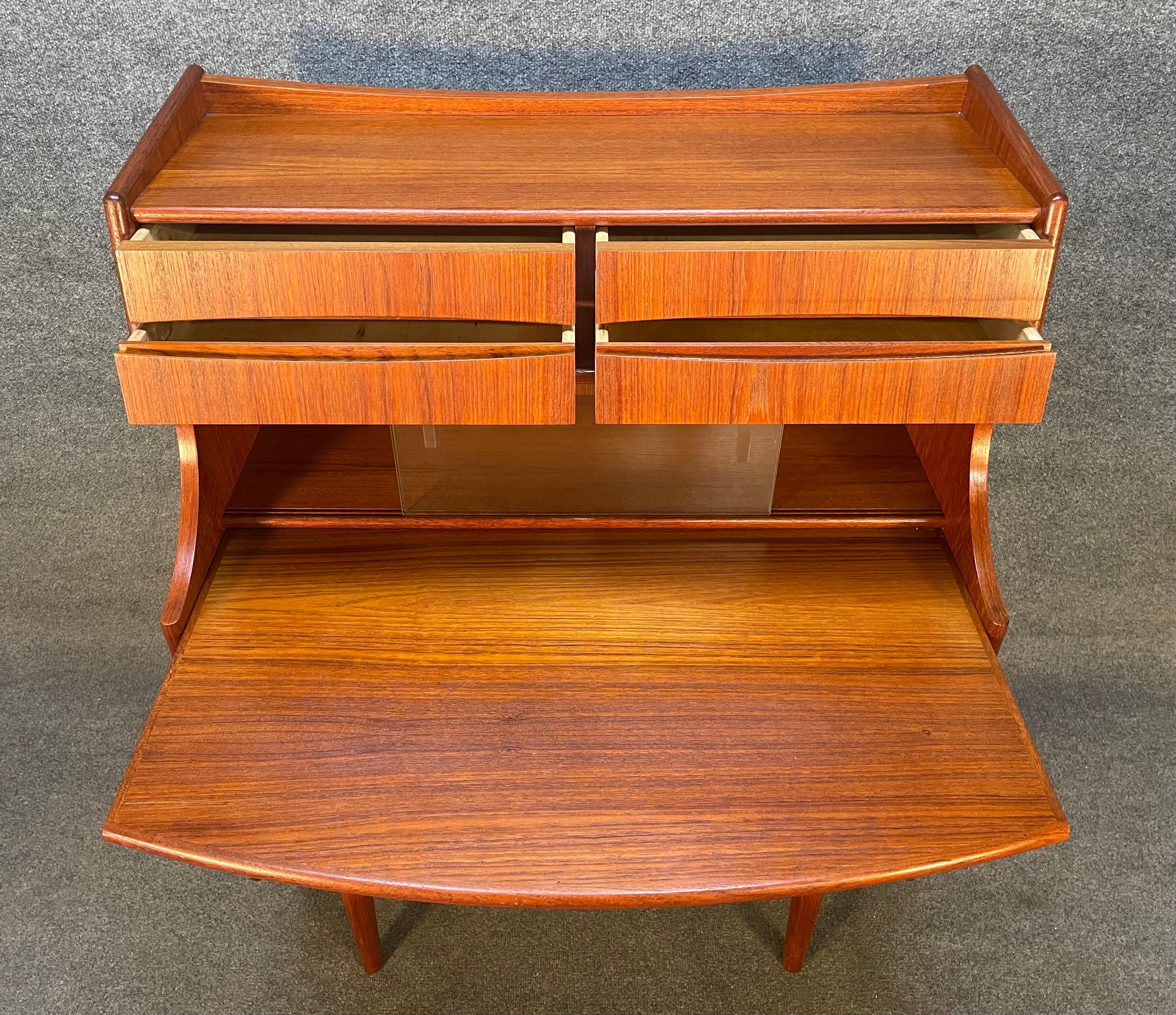 Scandinavian Modern Vintage Danish Mid-Century Modern Teak Secretary Desk by Falsig Mobler For Sale