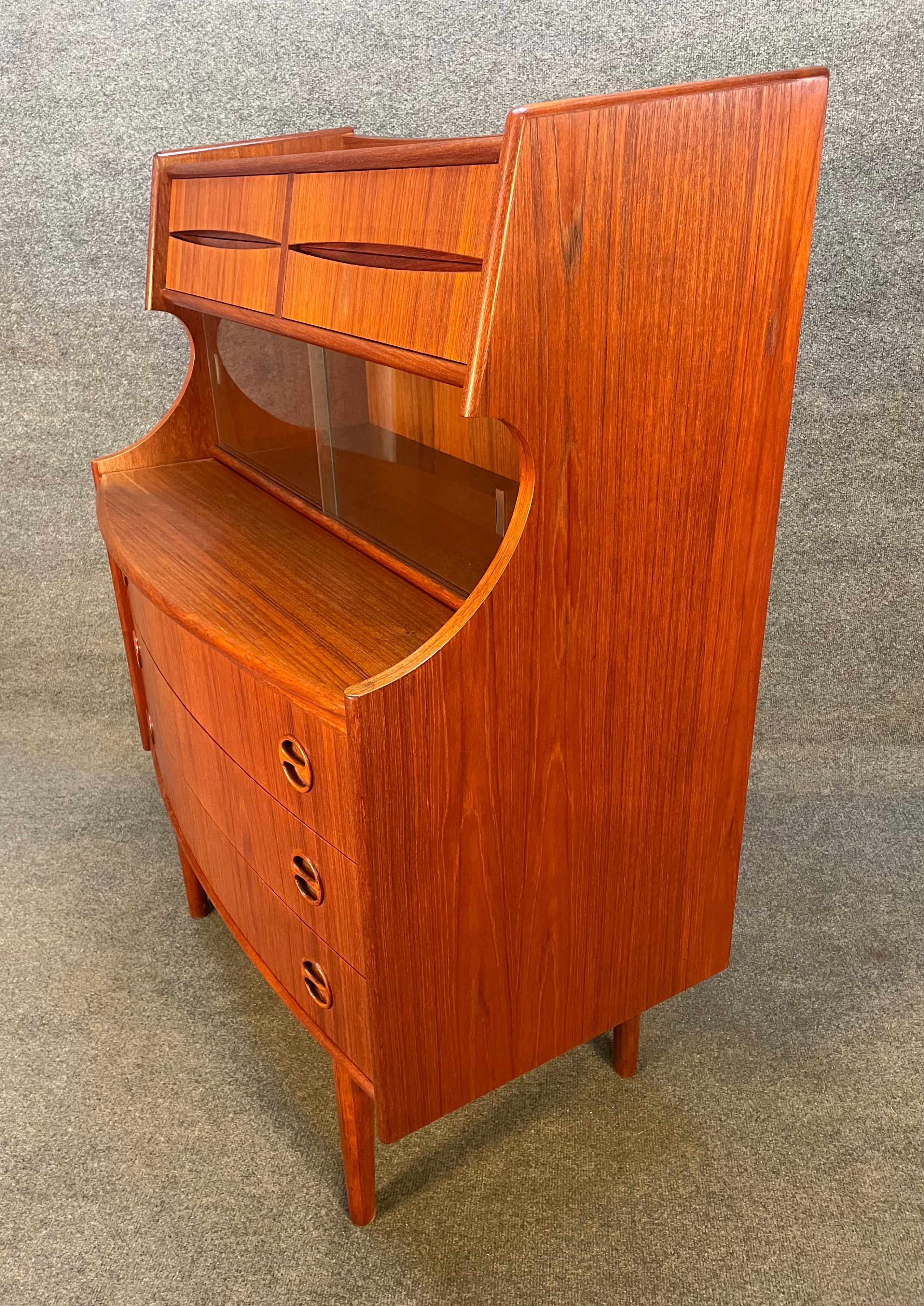Vintage Danish Mid-Century Modern Teak Secretary Desk by Falsig Mobler For Sale 3