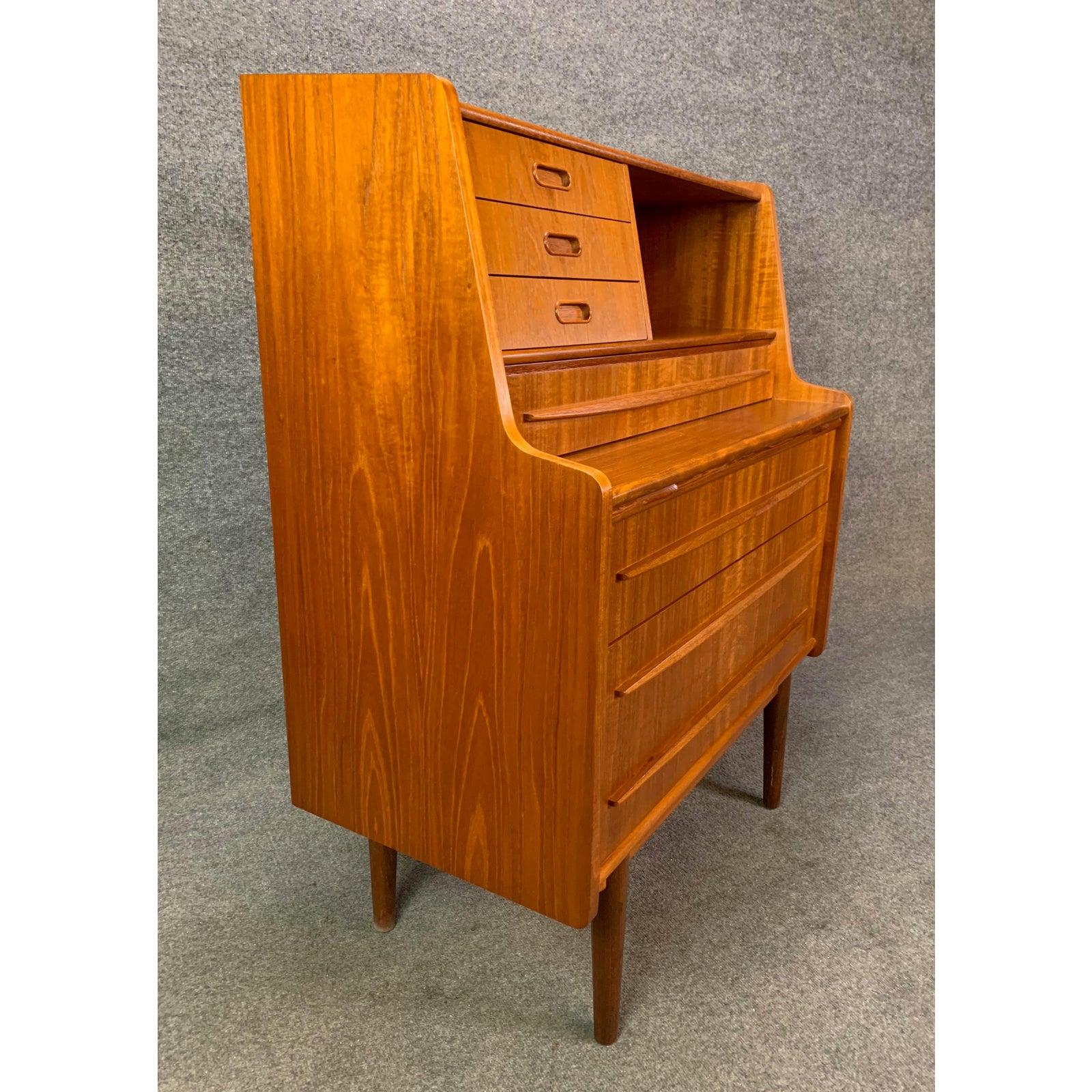 Woodwork Vintage Danish Mid-Century Modern Teak Secretary Desk by Falsigs For Sale