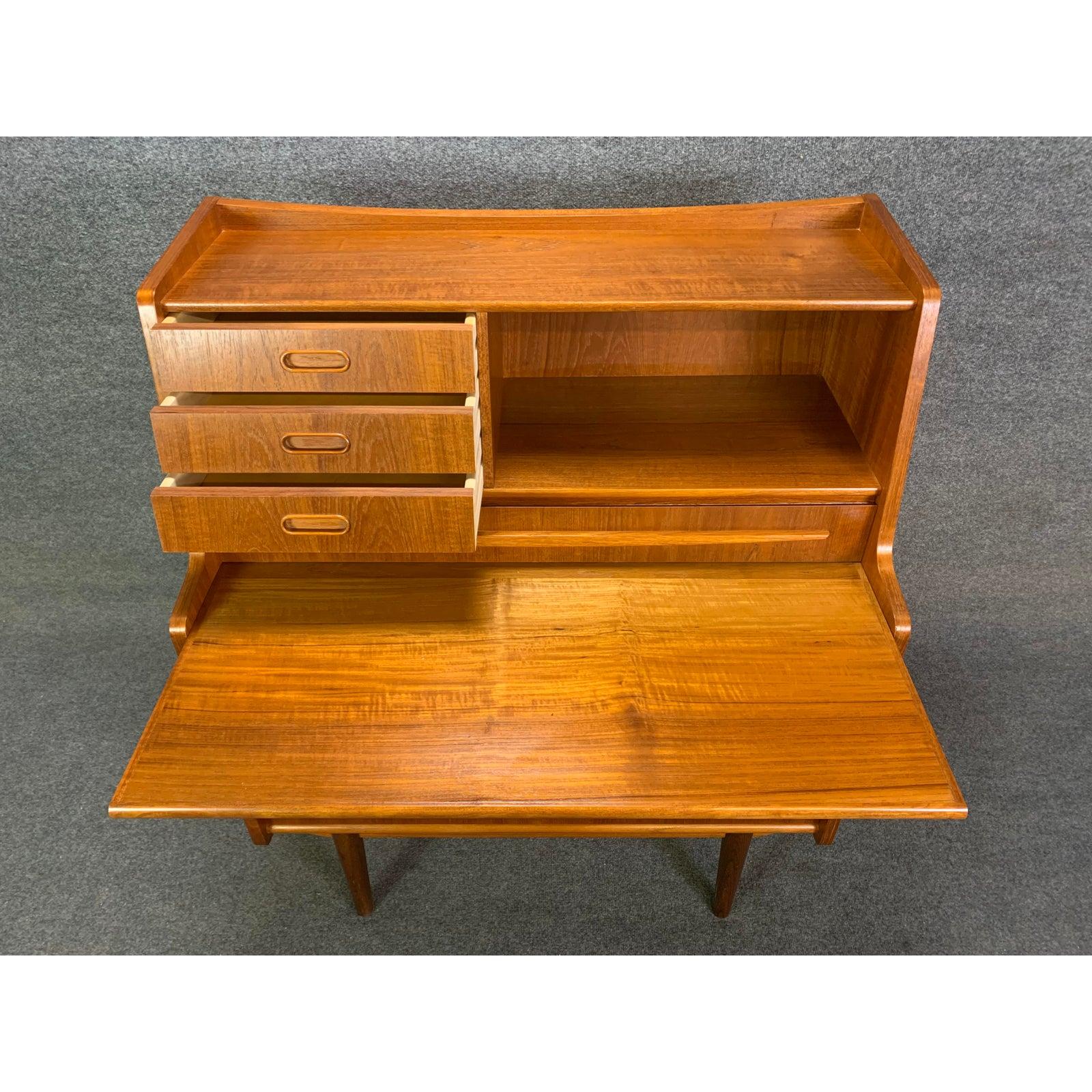 Vintage Danish Mid-Century Modern Teak Secretary Desk by Falsigs For Sale 3