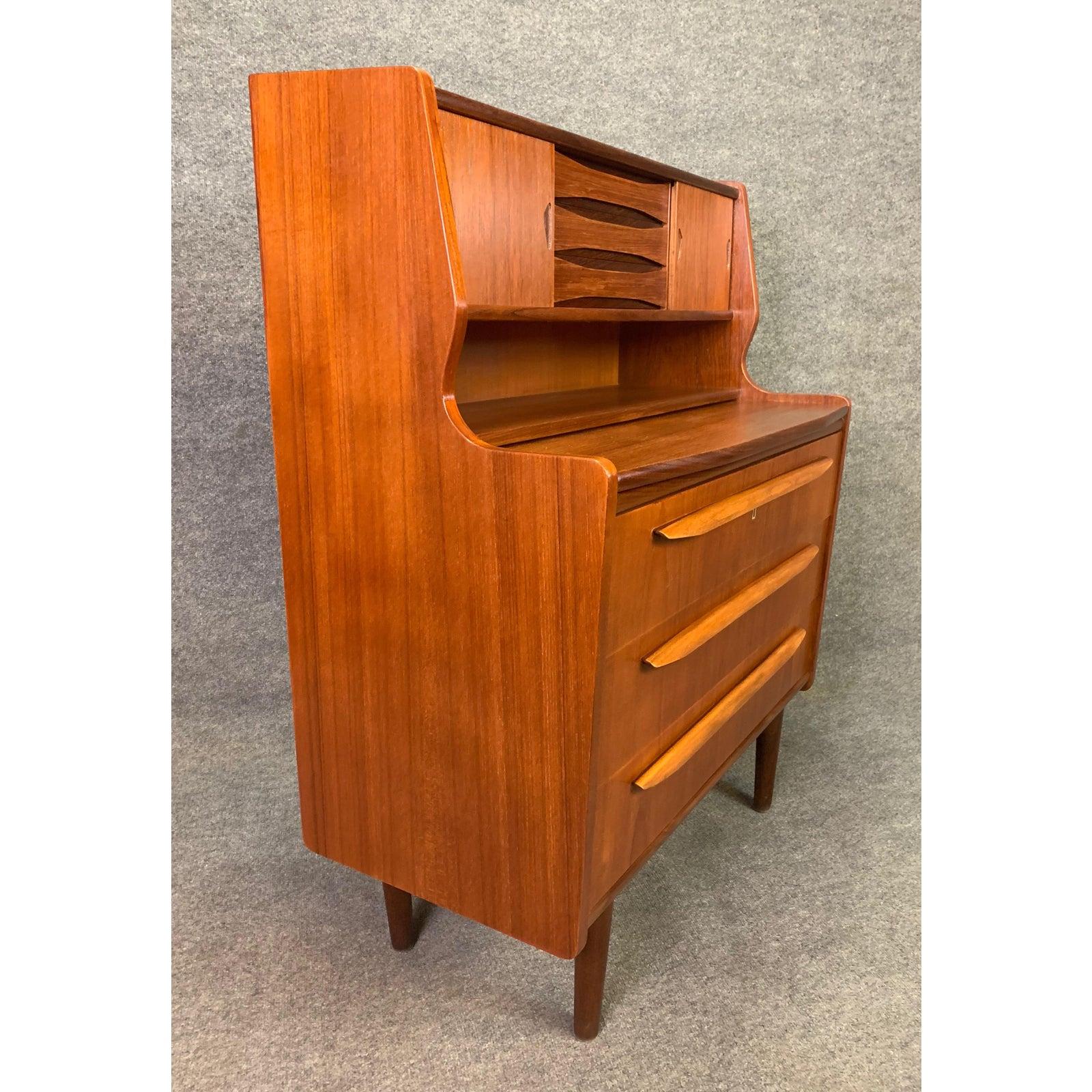 Scandinavian Modern Vintage Danish Mid-Century Modern Teak Secretary Desk For Sale