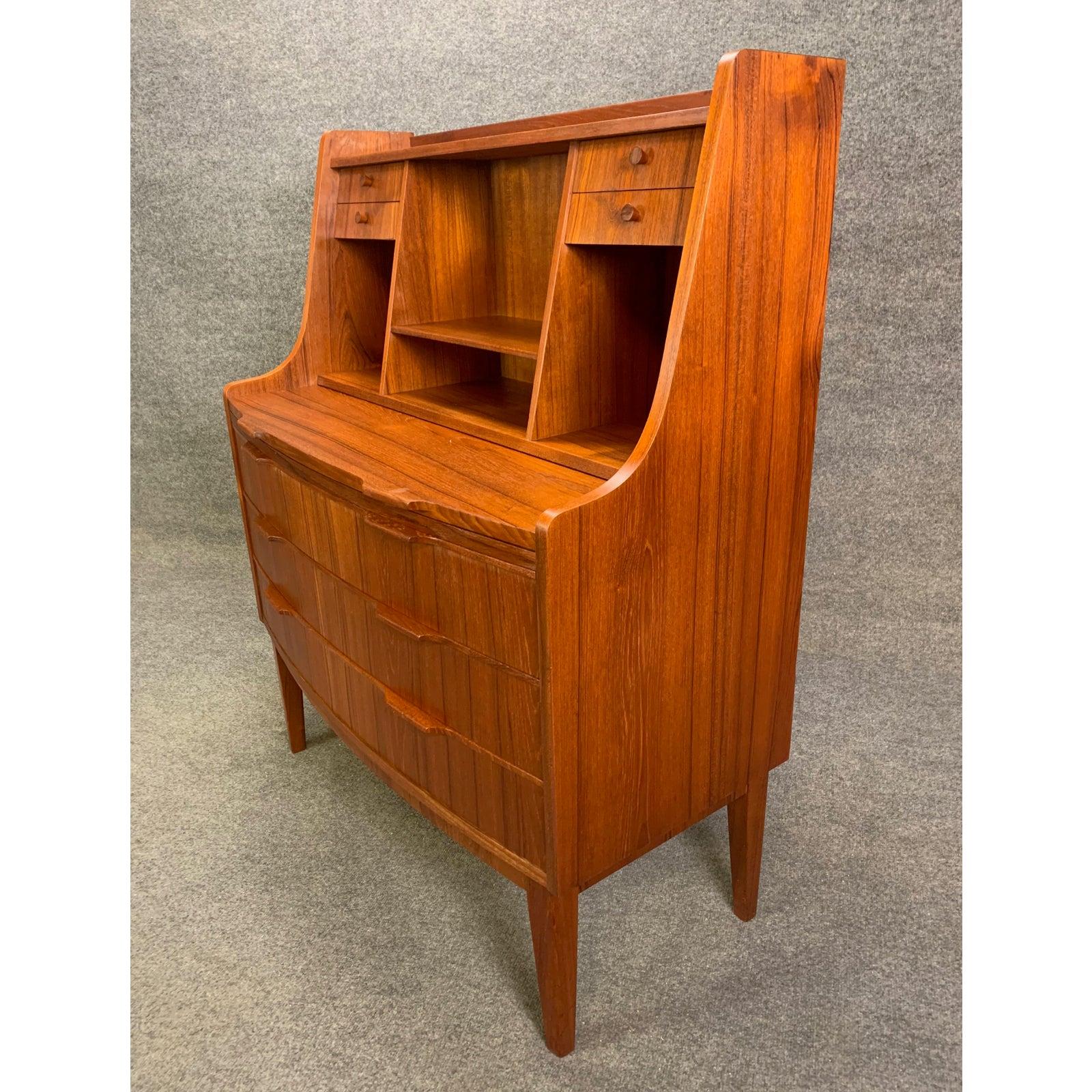 Woodwork Vintage Danish Mid-Century Modern Teak Secretary Desk For Sale