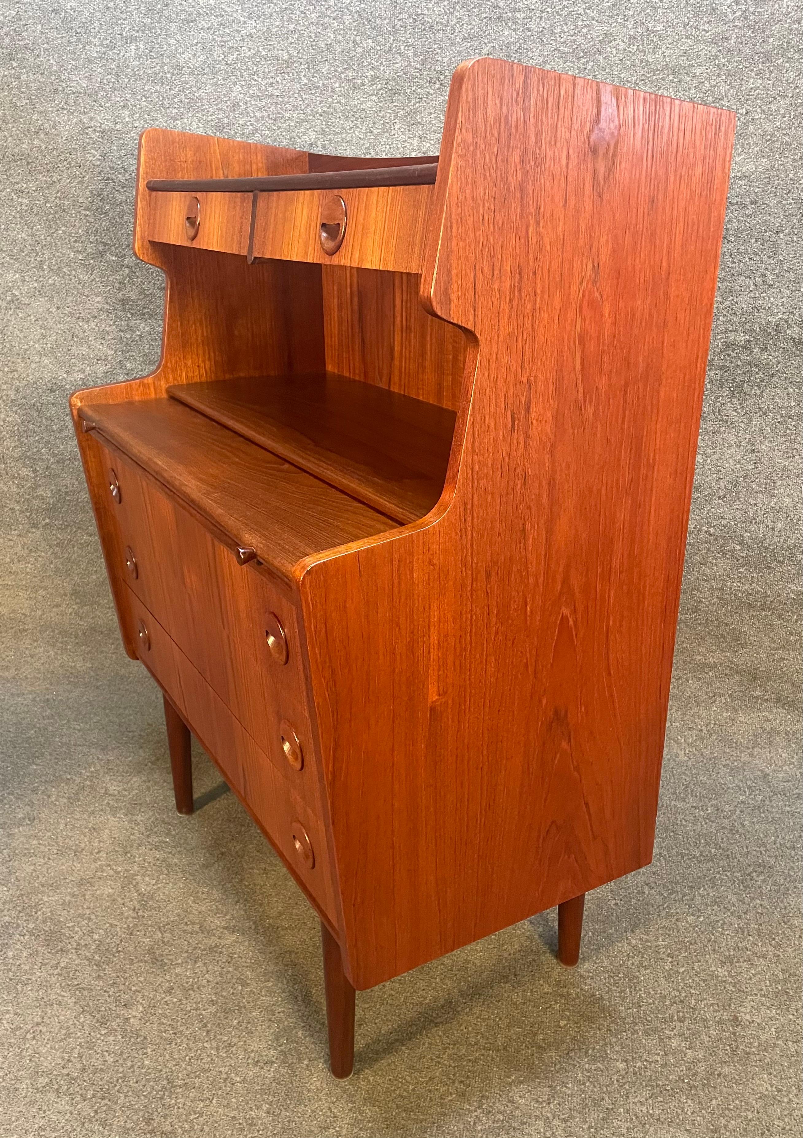 Woodwork Vintage Danish Mid-Century Modern Teak Secretary Desk For Sale