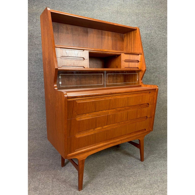 Vintage Danish Mid Century Modern Teak Secretary Desk At 1stdibs