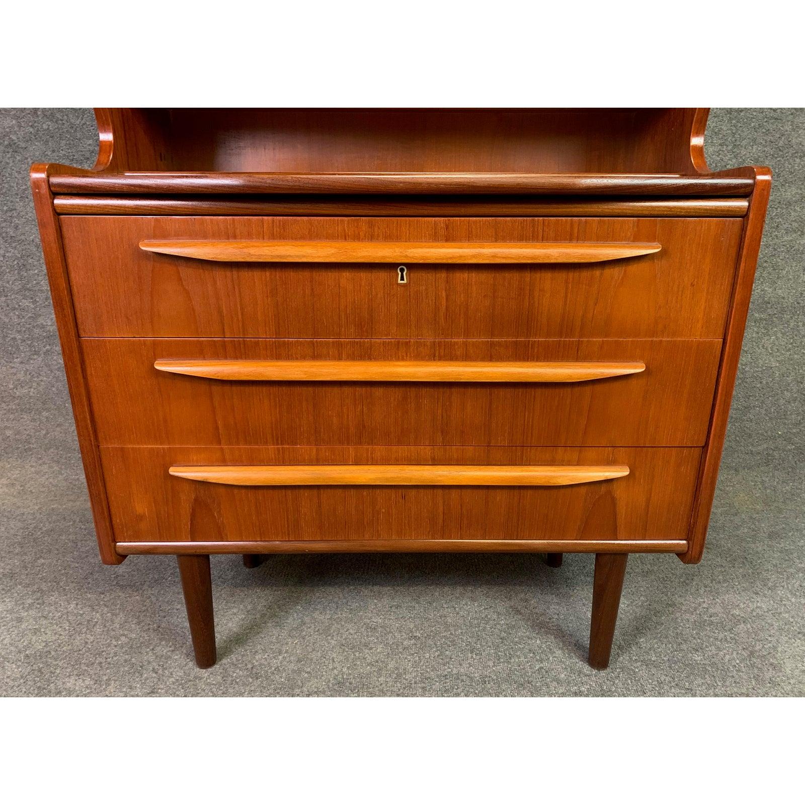 Mid-20th Century Vintage Danish Mid-Century Modern Teak Secretary Desk For Sale