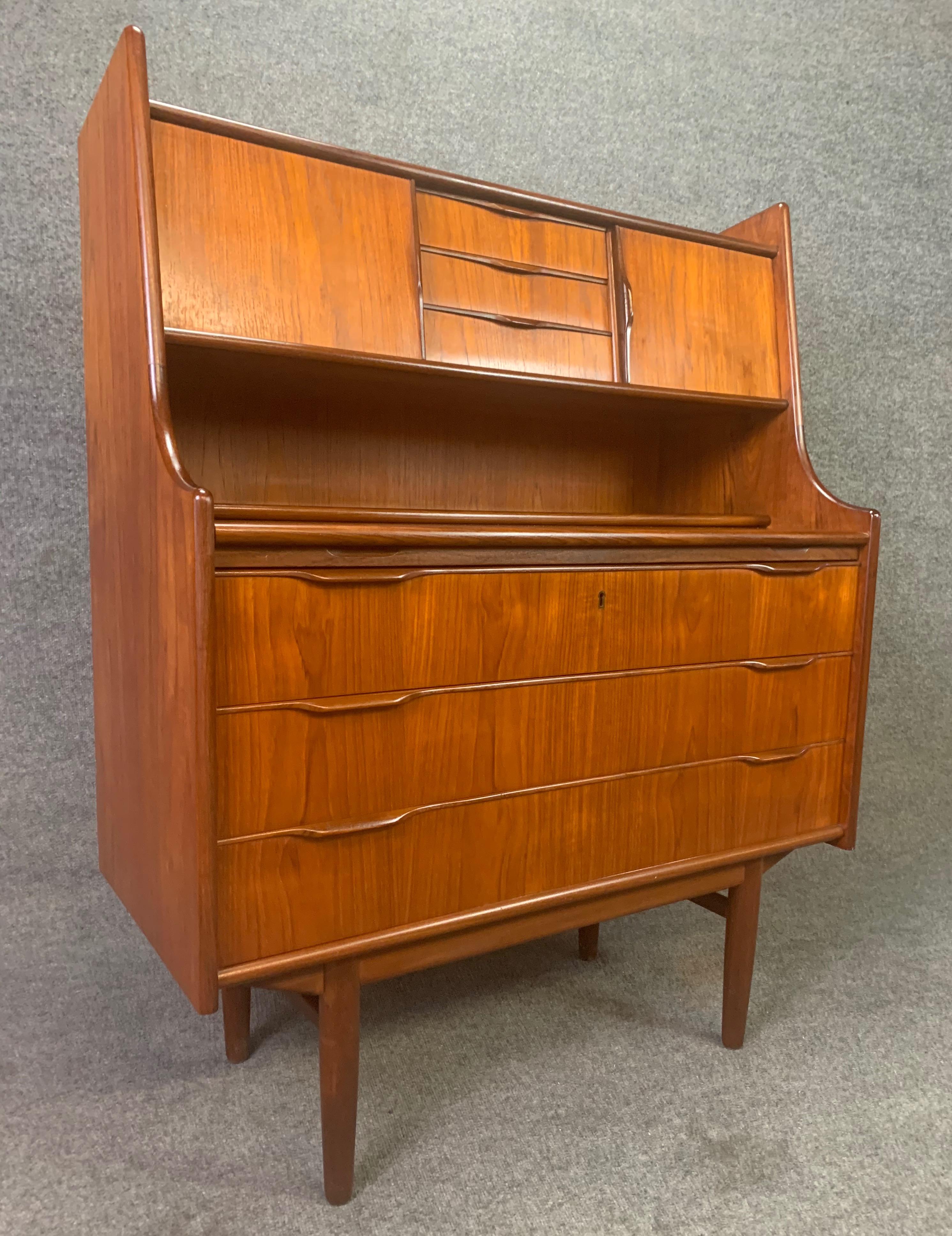 Woodwork Vintage Danish Mid-Century Modern Teak Secretary Desk For Sale