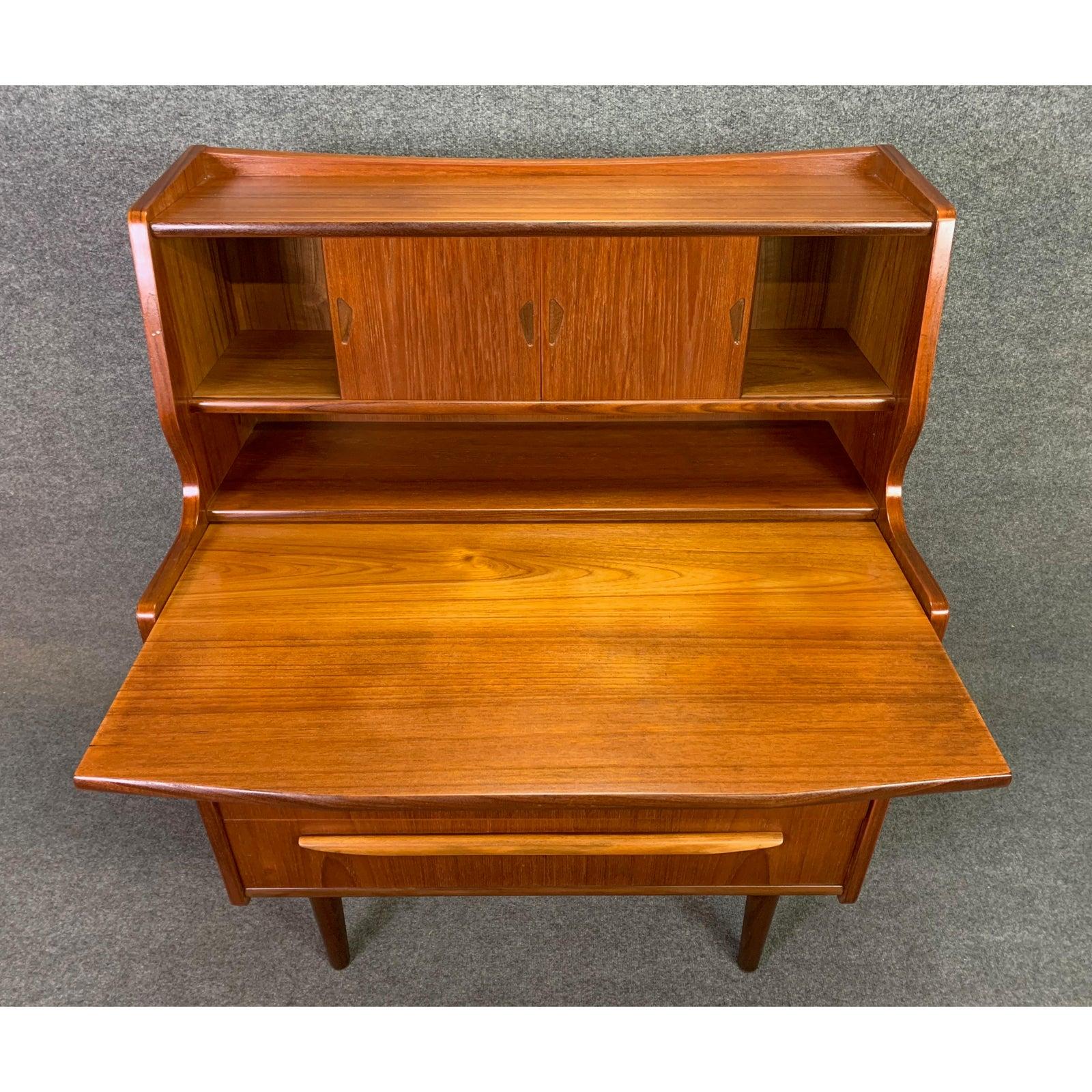 Vintage Danish Mid-Century Modern Teak Secretary Desk For Sale 1