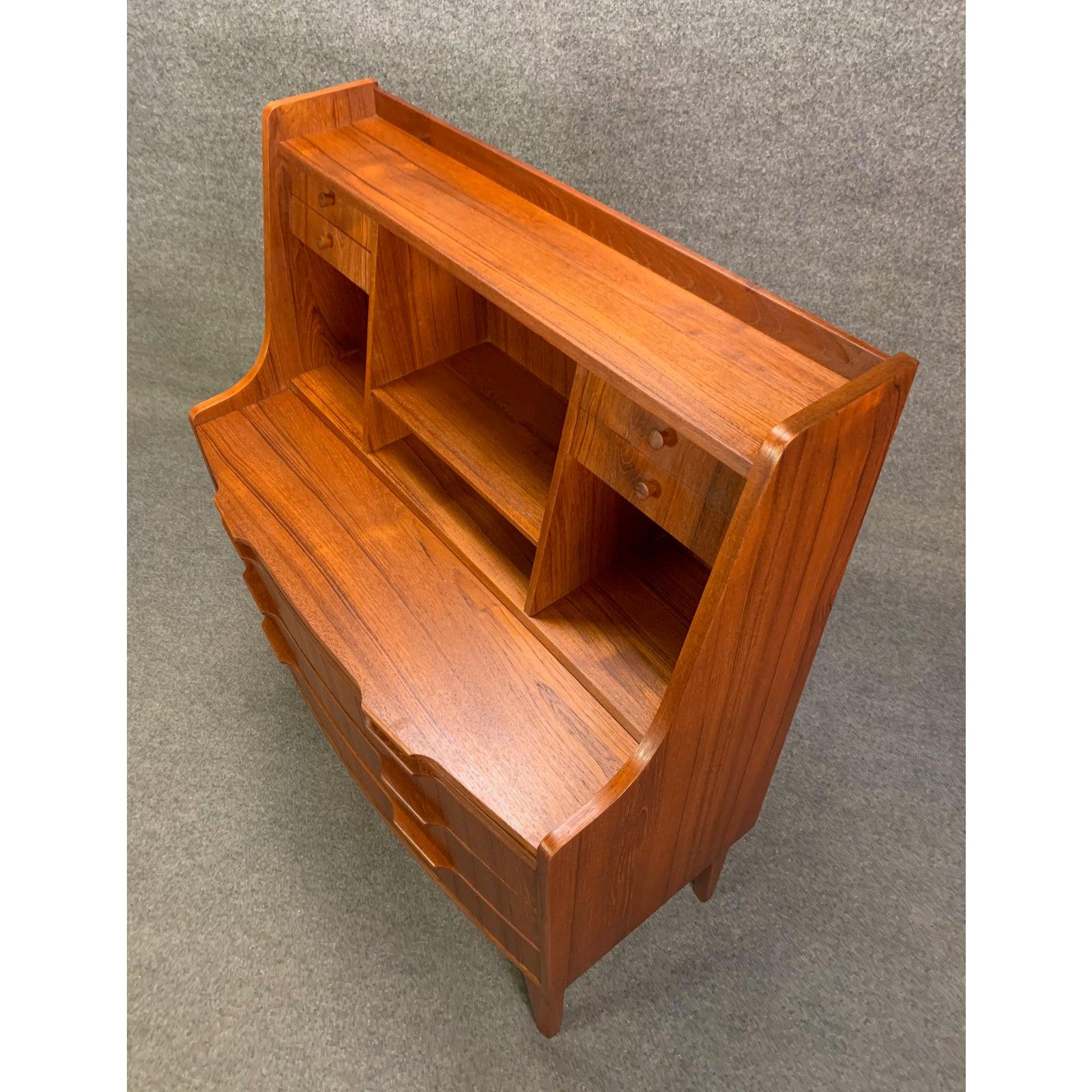 Vintage Danish Mid-Century Modern Teak Secretary Desk For Sale 1