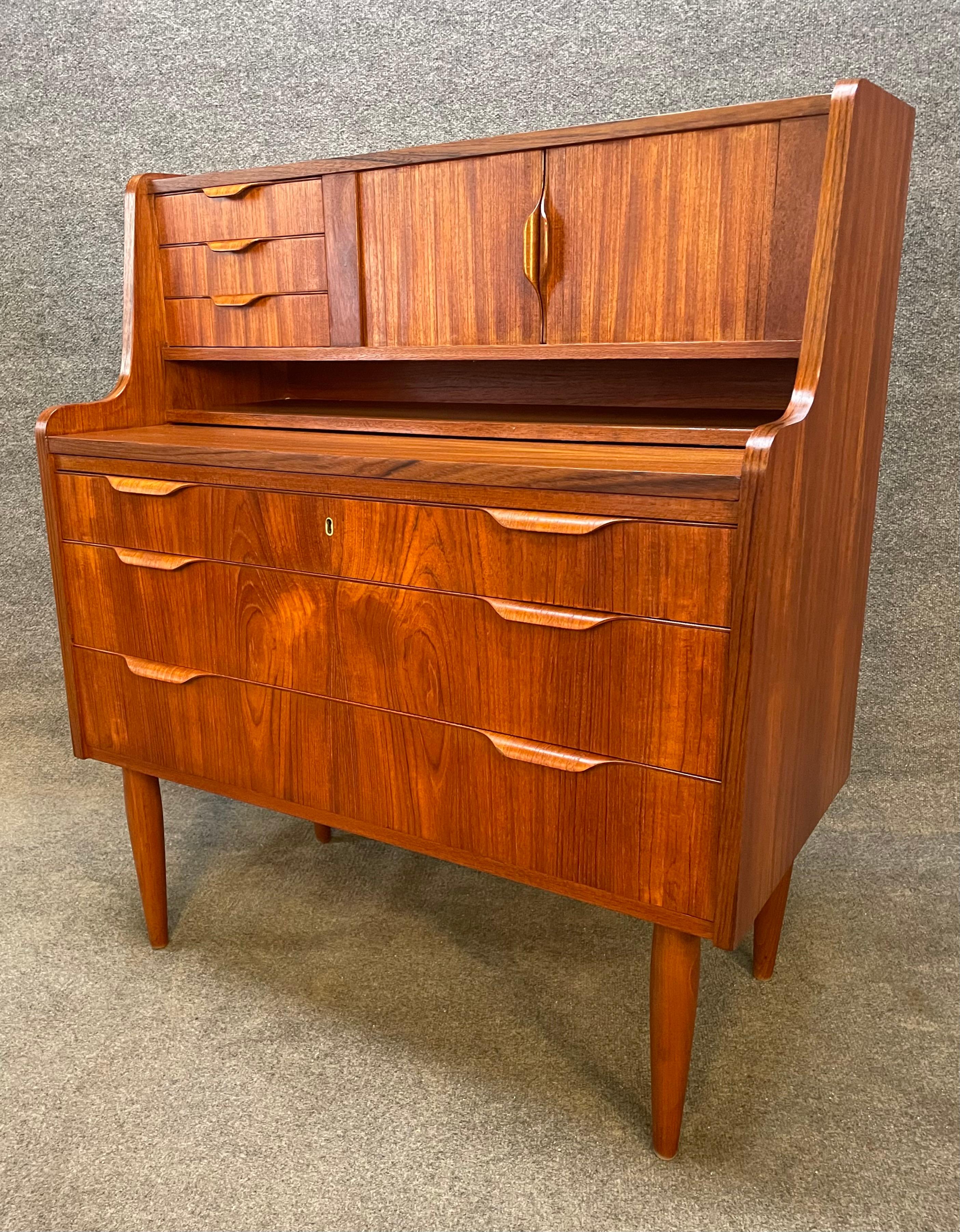 Mid-20th Century Vintage Danish Mid-Century Modern Teak Secretary Desk