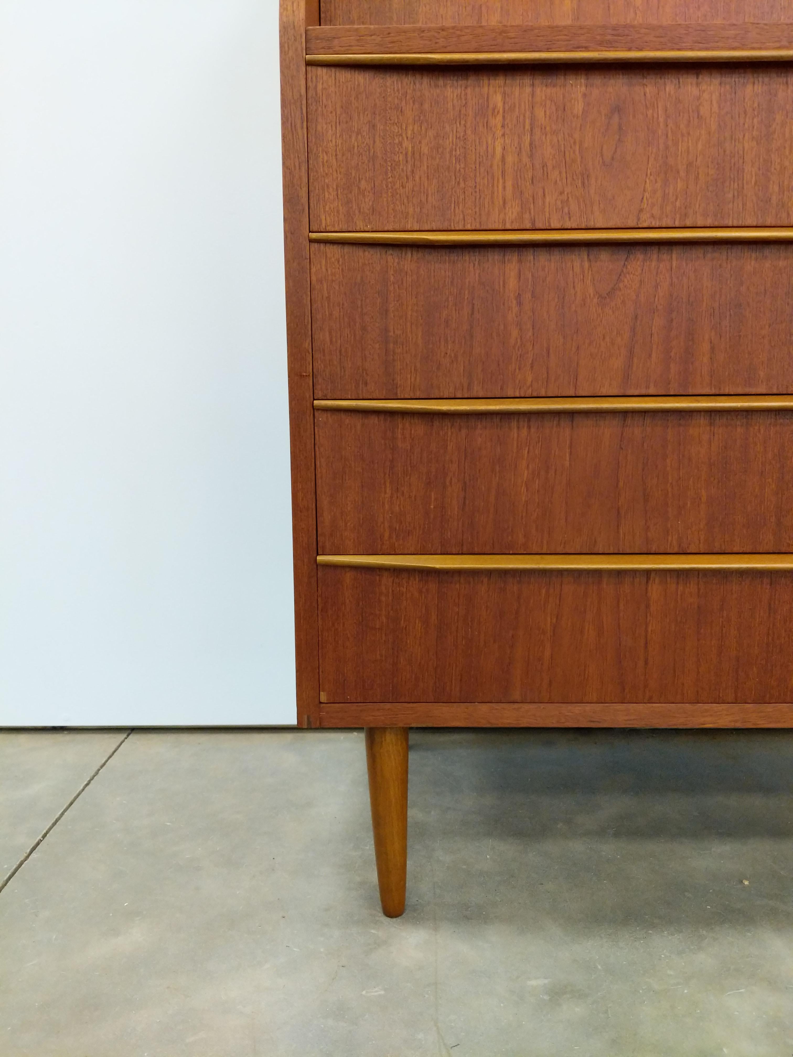 Vintage Danish Mid Century Modern Teak Secretary Desk For Sale 2